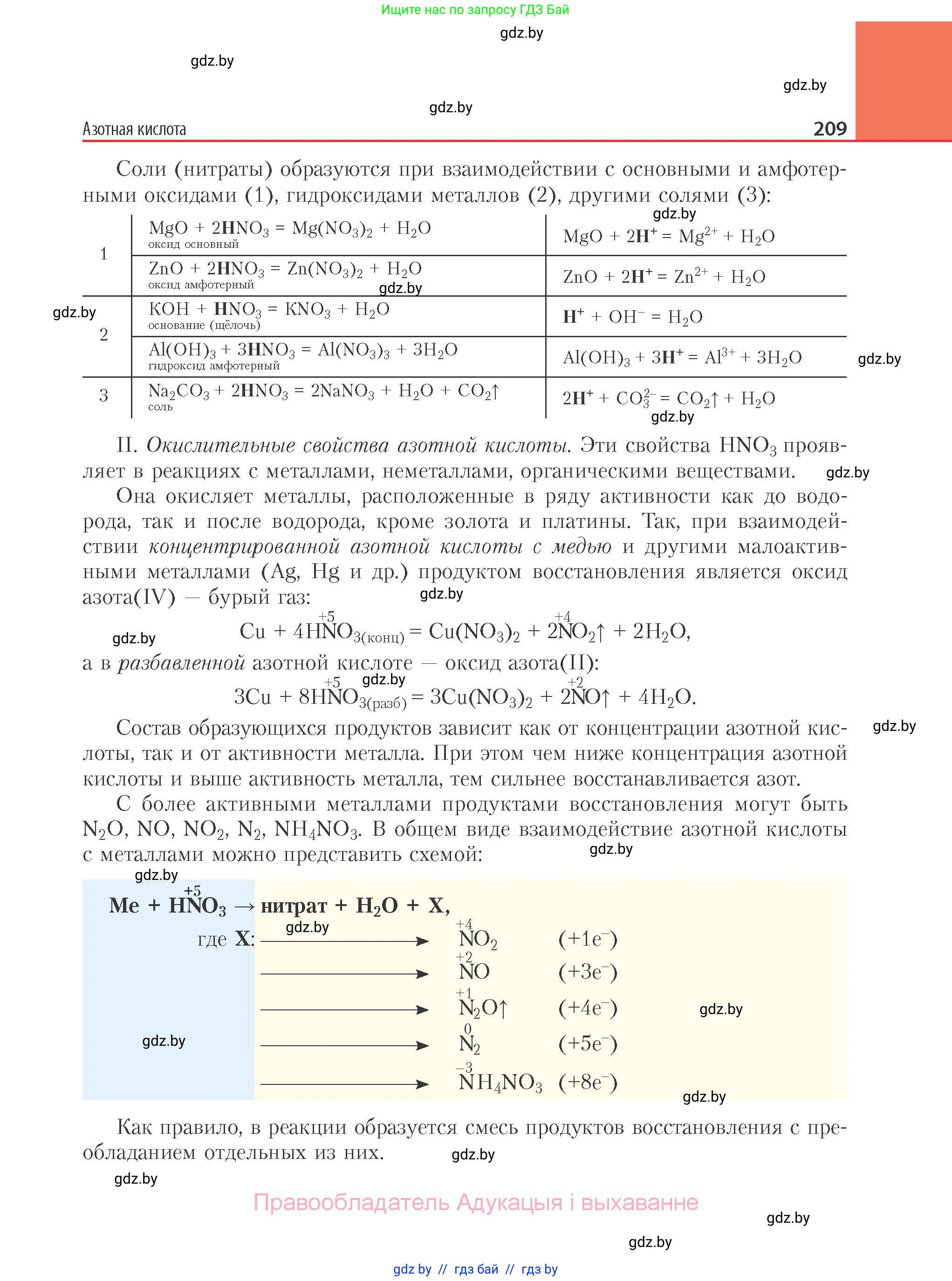 Химия, 11 класс Учебник, авторы: Мычко Дмитрий Иванович, Прохоревич Константин Николаевич, Борушко Ирина Ивановна, издательство Адукацыя i выхаванне, Минск, 2021, зелёного цвета, страница 209