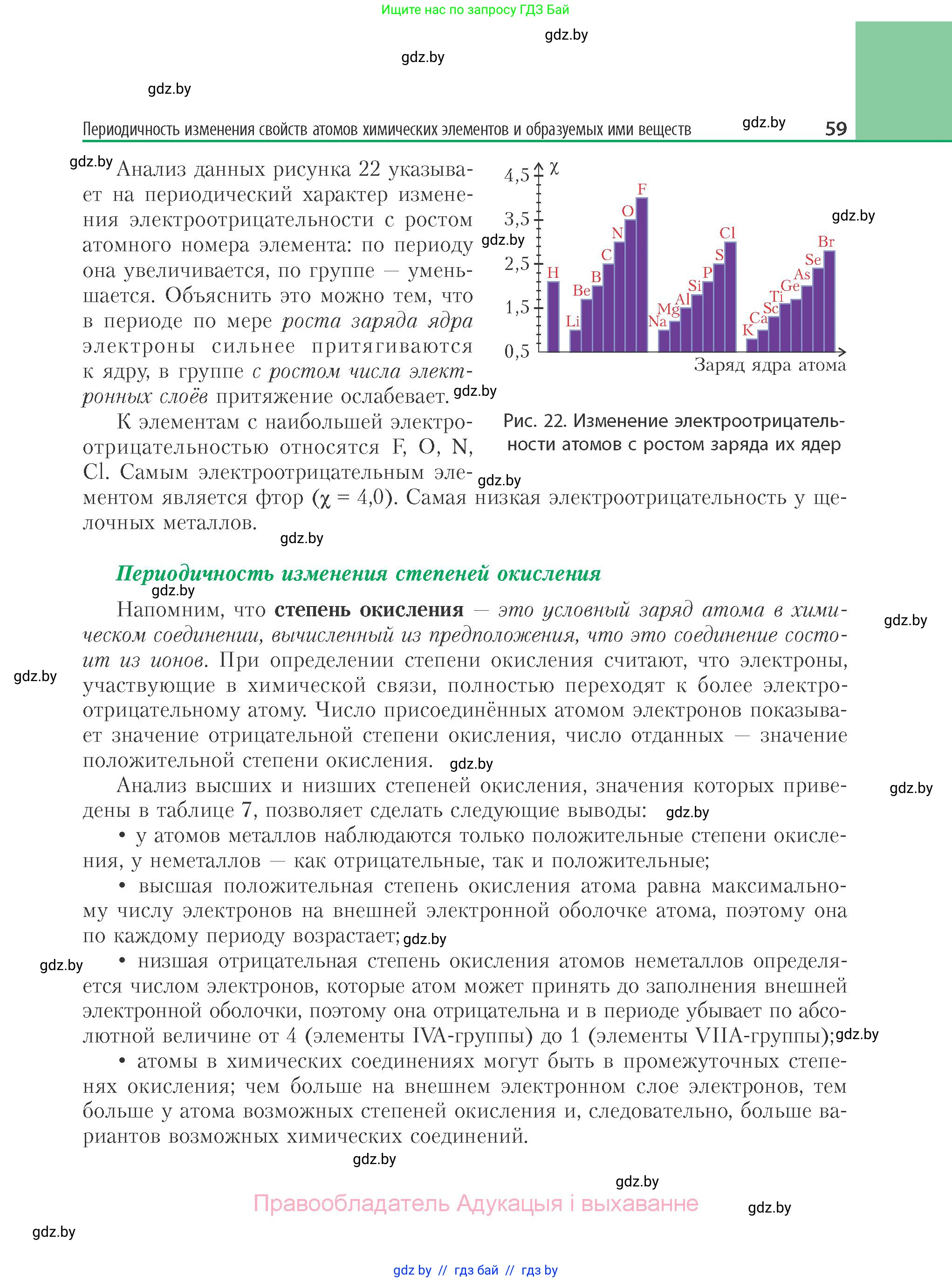 Химия, 11 класс Учебник, авторы: Мычко Дмитрий Иванович, Прохоревич Константин Николаевич, Борушко Ирина Ивановна, издательство Адукацыя i выхаванне, Минск, 2021, зелёного цвета, страница 59