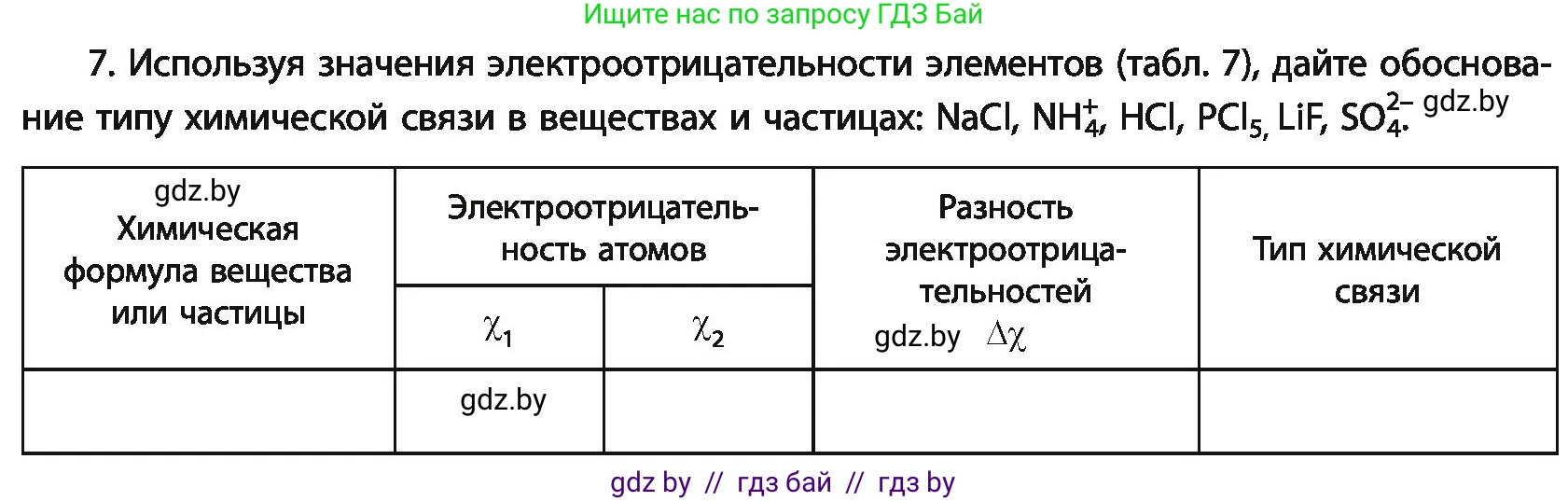 Химия, 11 класс Учебник, авторы: Мычко Дмитрий Иванович, Прохоревич Константин Николаевич, Борушко Ирина Ивановна, издательство Адукацыя i выхаванне, Минск, 2021, зелёного цвета, страница 76, номер 7, Условия