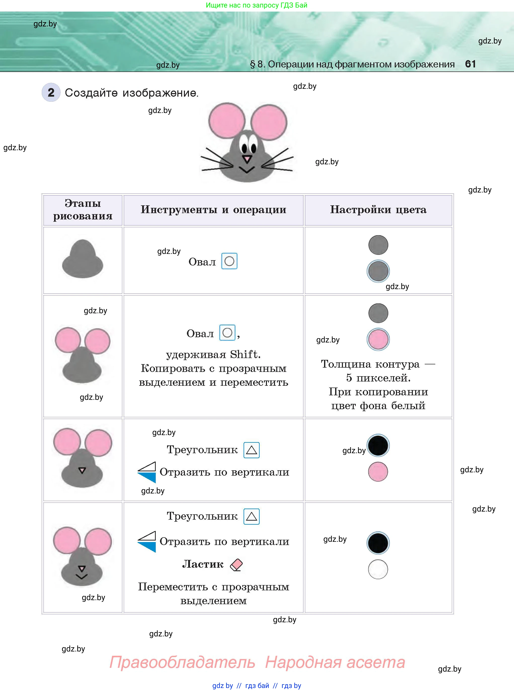 Информатика, 6 класс Учебник, авторы: Котов Владимир Михайлович, Макарова Нина Петровна, Лапо Анжелика Ивановна, Войтехович Елена Николаевна, издательство Народная асвета, Минск, 2024, бирюзового цвета, страница 61