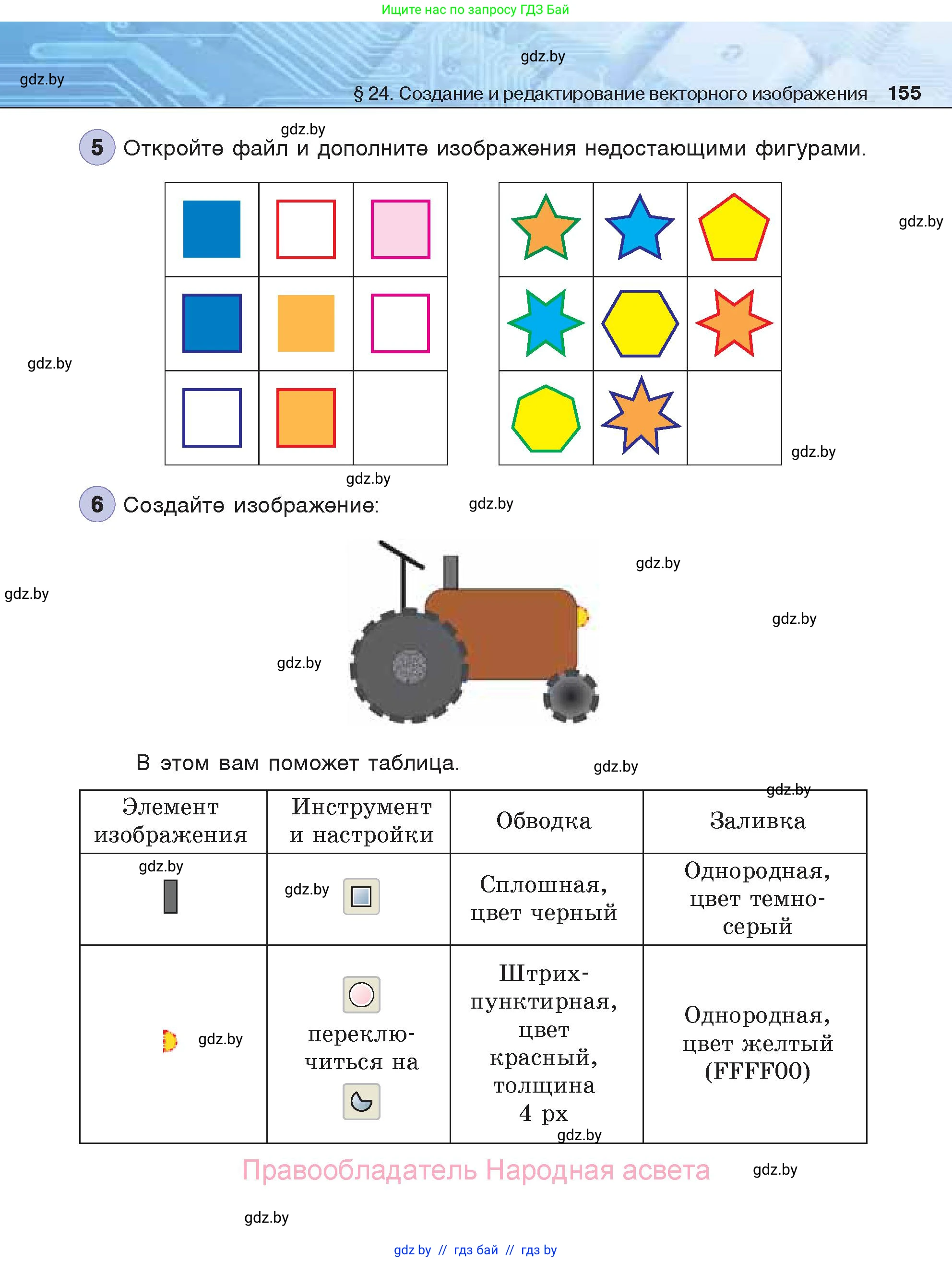 Информатика, 7 класс Учебник, авторы: Котов Владимир Михайлович, Лапо Анжелика Ивановна, Войтехович Елена Николаевна, издательство Народная асвета, Минск, 2017, страница 155