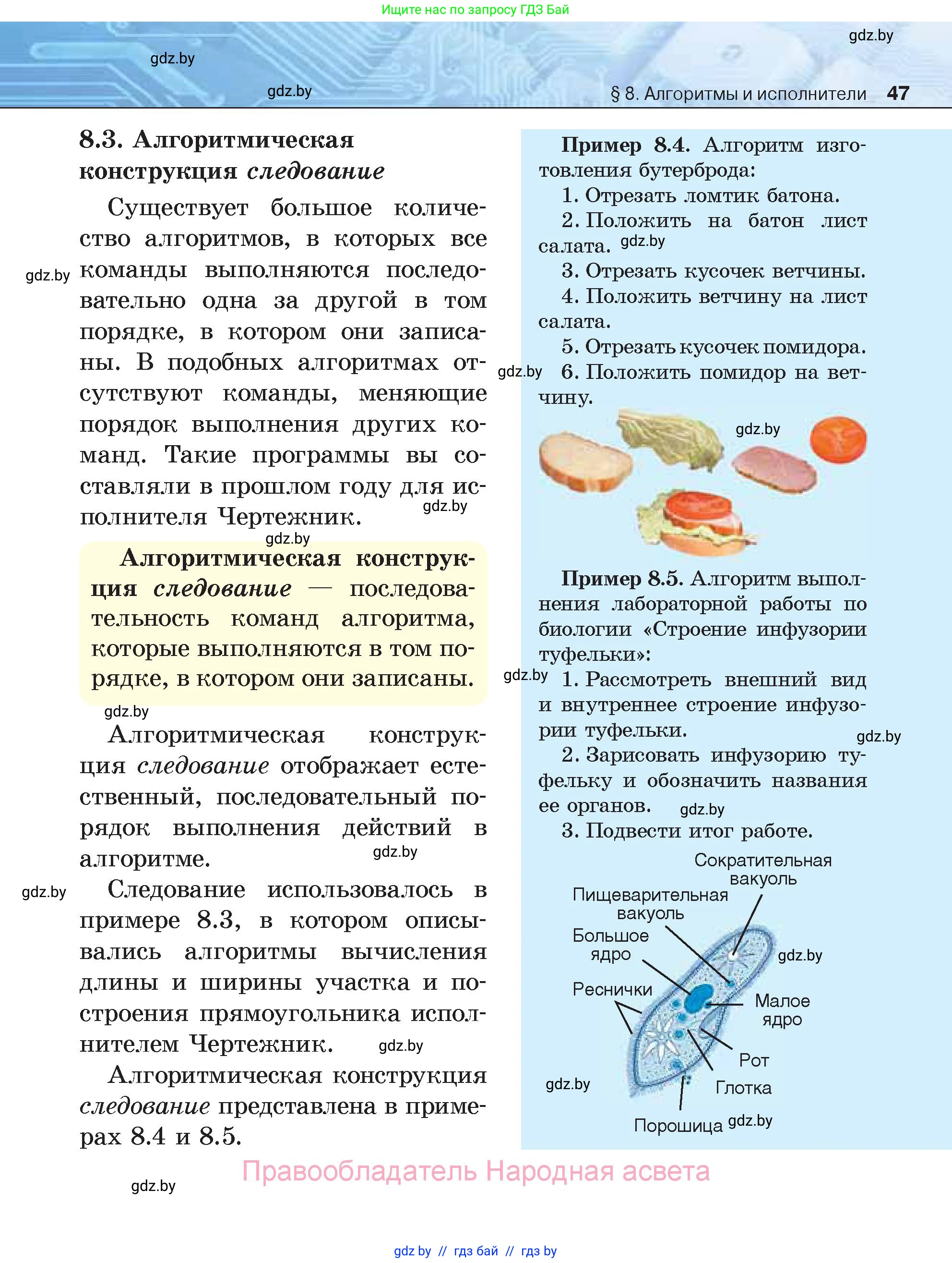 Информатика, 7 класс Учебник, авторы: Котов Владимир Михайлович, Лапо Анжелика Ивановна, Войтехович Елена Николаевна, издательство Народная асвета, Минск, 2017, страница 47