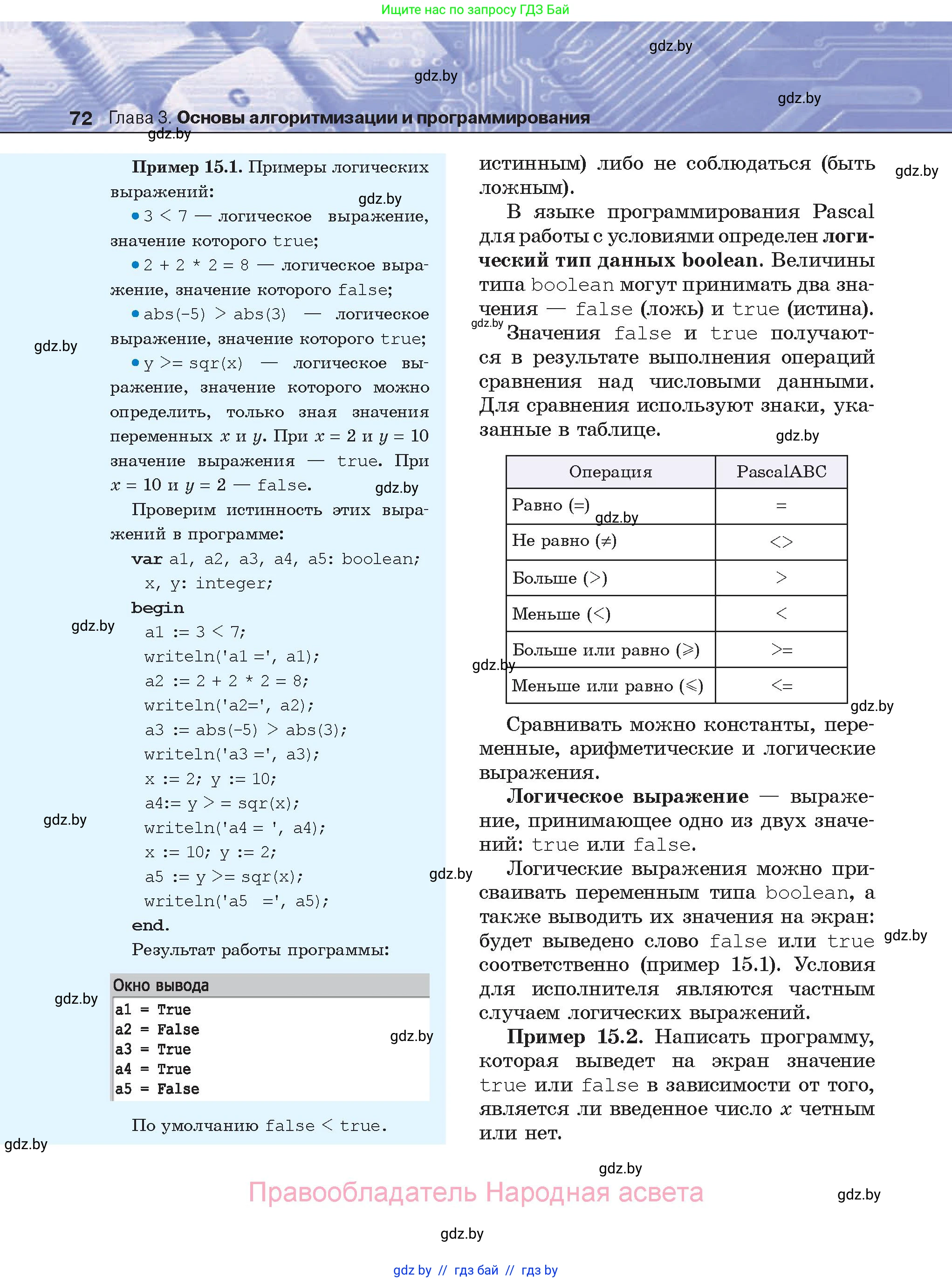 Информатика, 8 класс Учебник, авторы: Котов Владимир Михайлович, Лапо Анжелика Ивановна, Быкадоров Юрий Александрович, Войтехович Елена Николаевна, издательство Народная асвета, Минск, 2018, страница 72