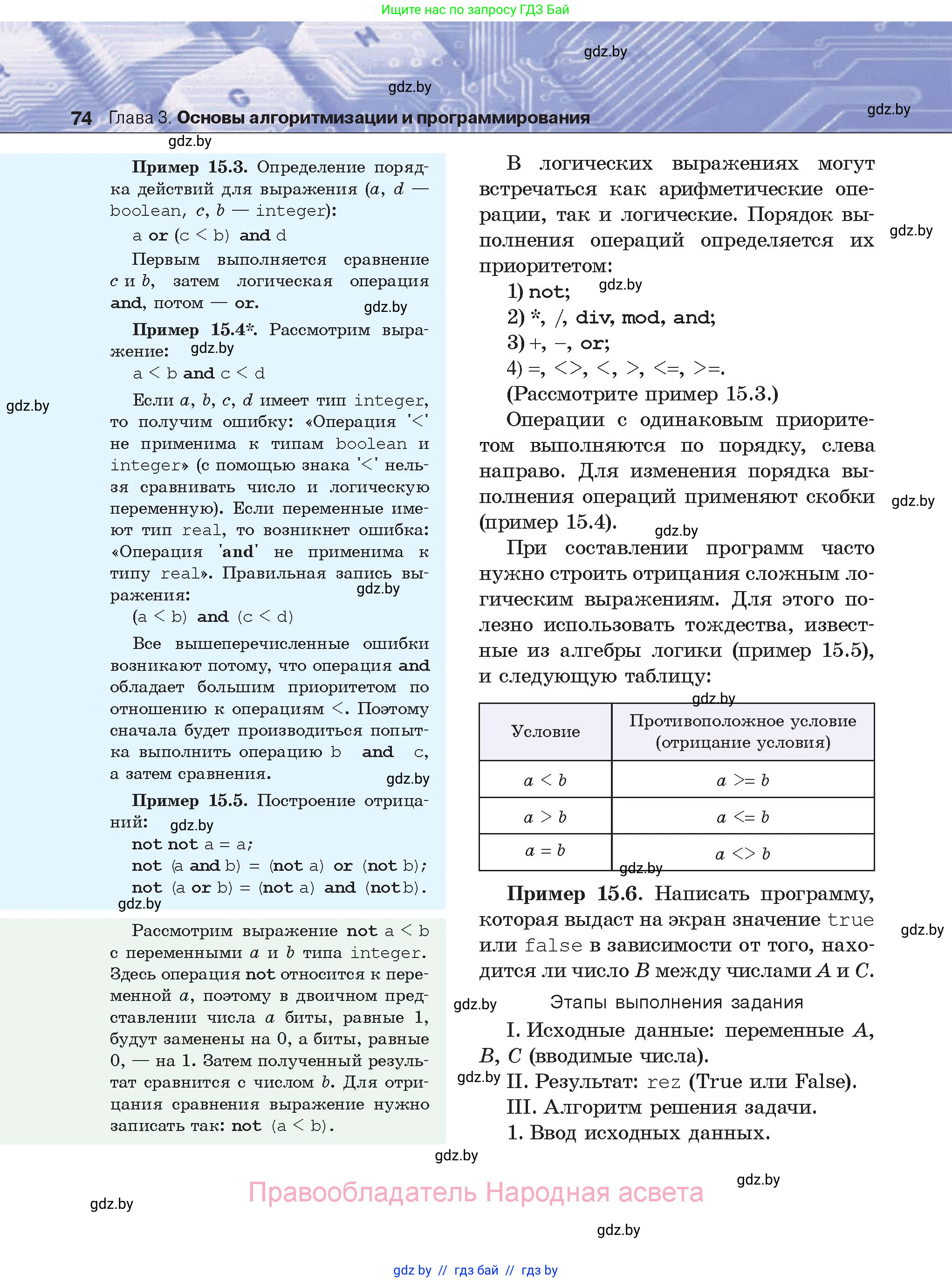 Информатика, 8 класс Учебник, авторы: Котов Владимир Михайлович, Лапо Анжелика Ивановна, Быкадоров Юрий Александрович, Войтехович Елена Николаевна, издательство Народная асвета, Минск, 2018, страница 74