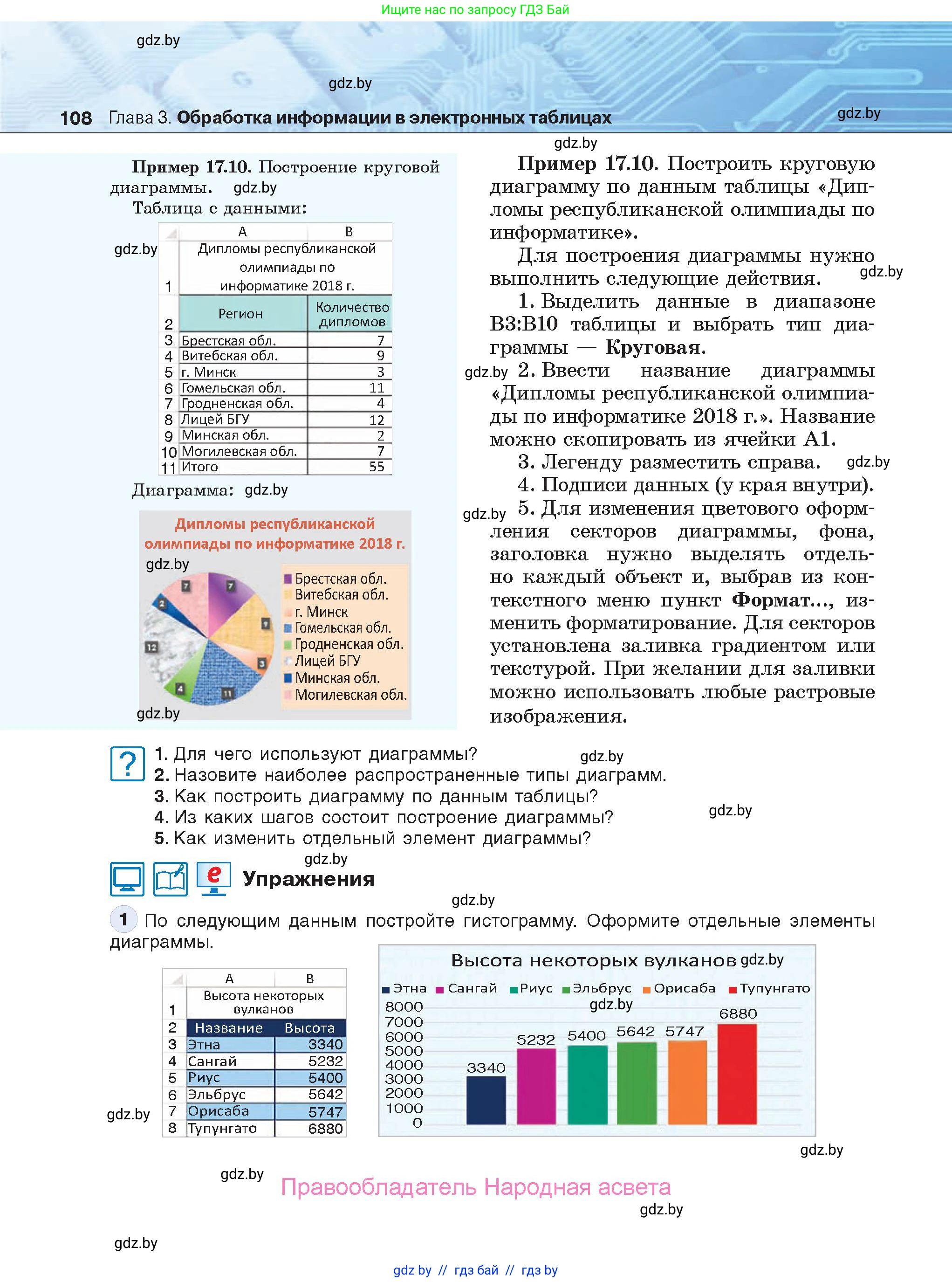 Информатика, 9 класс Учебник, авторы: Котов Владимир Михайлович, Лапо Анжелика Ивановна, Быкадоров Юрий Александрович, Войтехович Елена Николаевна, издательство Народная асвета, Минск, 2019, голубого цвета, страница 108