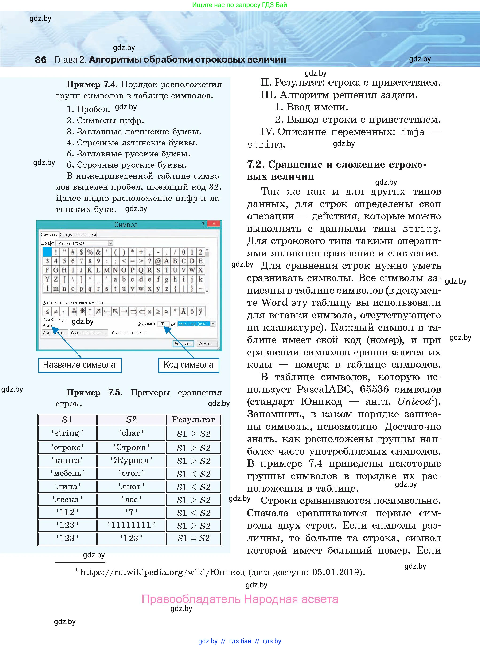 Информатика, 9 класс Учебник, авторы: Котов Владимир Михайлович, Лапо Анжелика Ивановна, Быкадоров Юрий Александрович, Войтехович Елена Николаевна, издательство Народная асвета, Минск, 2019, голубого цвета, страница 36