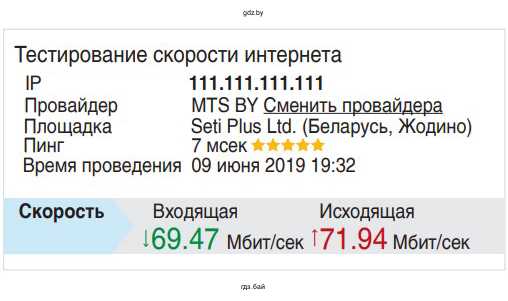 Определение скорости интернета спомощи сайта https://2ip.ru/speed/
