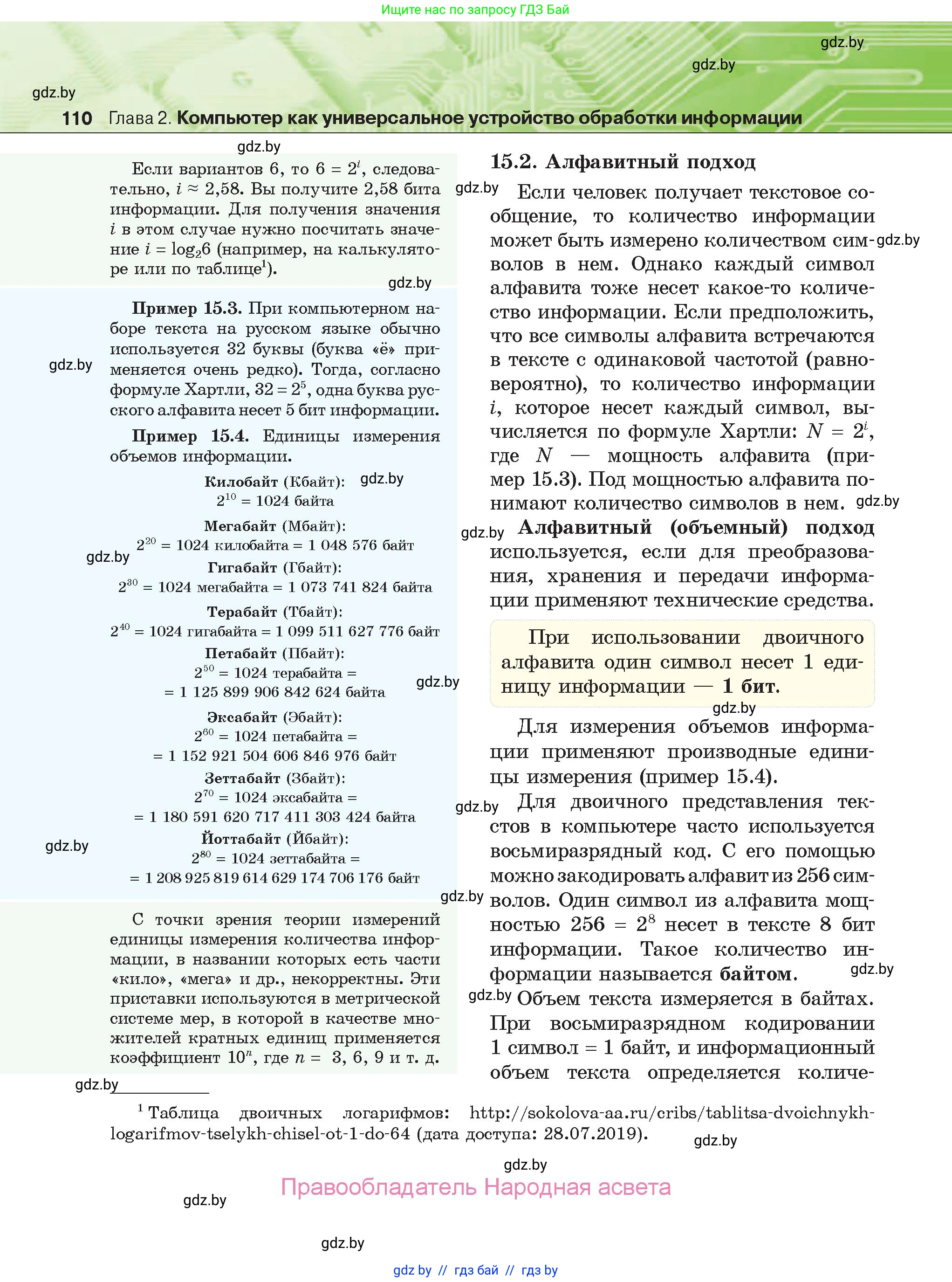Информатика, 10 класс Учебник, авторы: Котов Владимир Михайлович, Лапо Анжелика Ивановна, Быкадоров Юрий Александрович, Войтехович Елена Николаевна, издательство Народная асвета, Минск, 2020, зелёного цвета, страница 110
