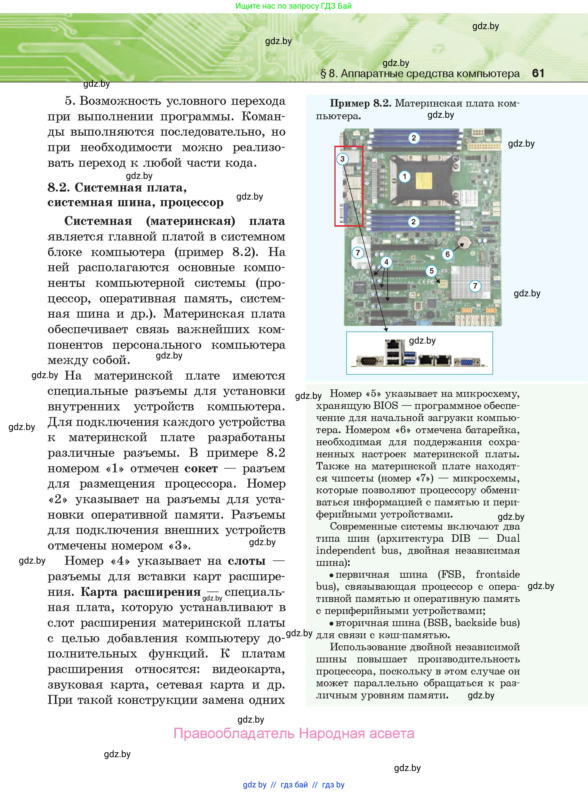 Информатика, 10 класс Учебник, авторы: Котов Владимир Михайлович, Лапо Анжелика Ивановна, Быкадоров Юрий Александрович, Войтехович Елена Николаевна, издательство Народная асвета, Минск, 2020, зелёного цвета, страница 61