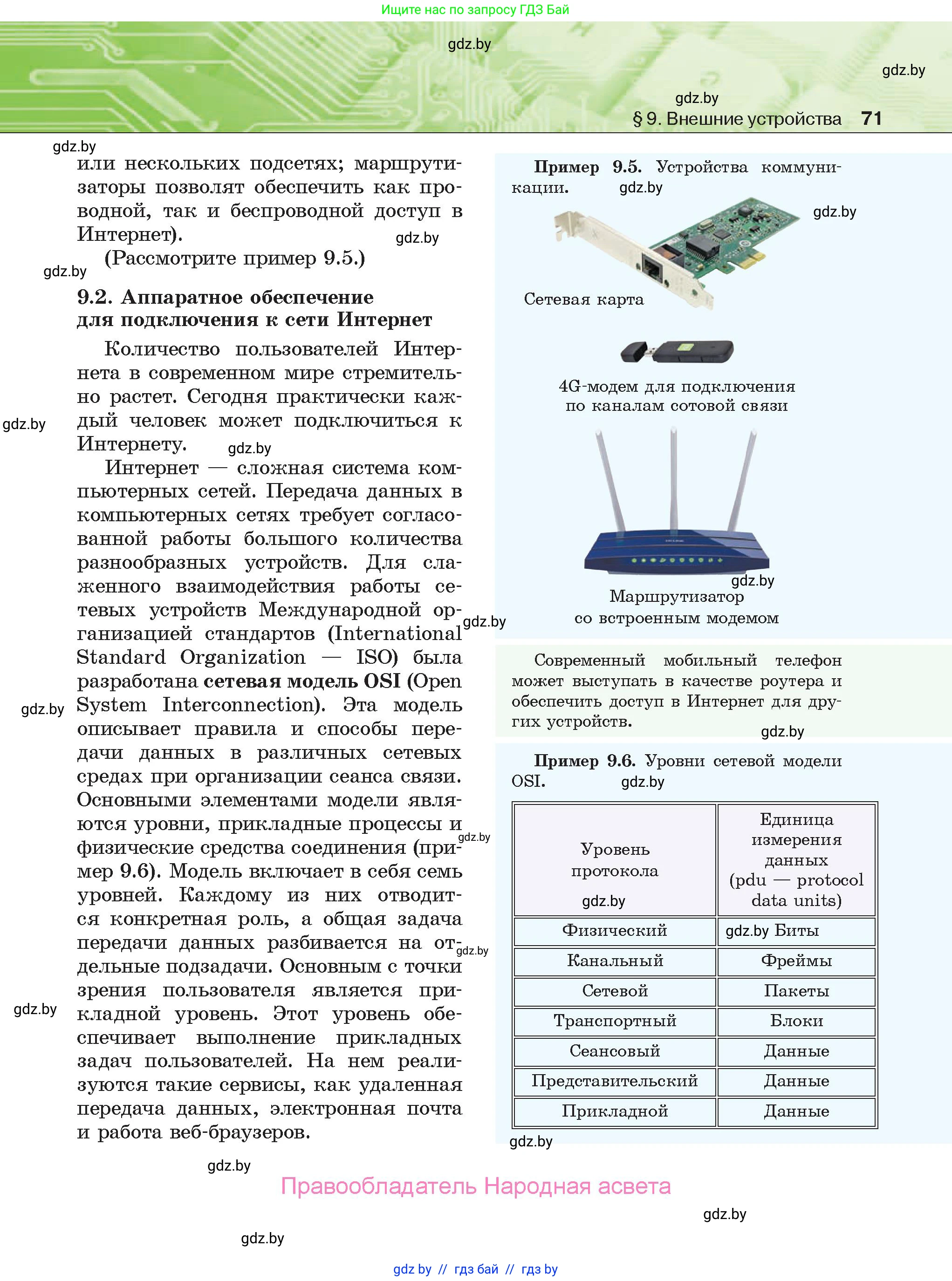 Информатика, 10 класс Учебник, авторы: Котов Владимир Михайлович, Лапо Анжелика Ивановна, Быкадоров Юрий Александрович, Войтехович Елена Николаевна, издательство Народная асвета, Минск, 2020, зелёного цвета, страница 71