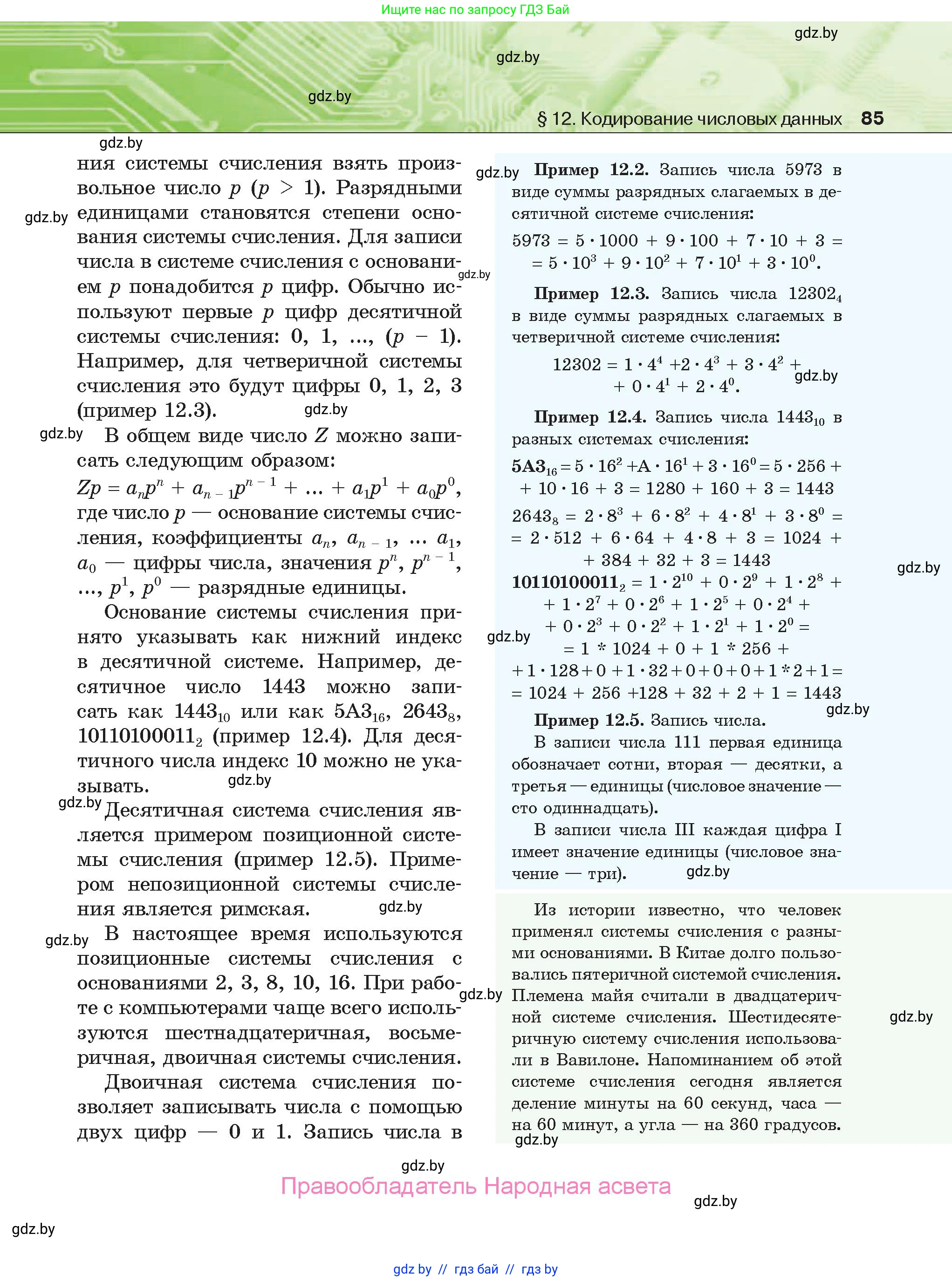 Информатика, 10 класс Учебник, авторы: Котов Владимир Михайлович, Лапо Анжелика Ивановна, Быкадоров Юрий Александрович, Войтехович Елена Николаевна, издательство Народная асвета, Минск, 2020, зелёного цвета, страница 85