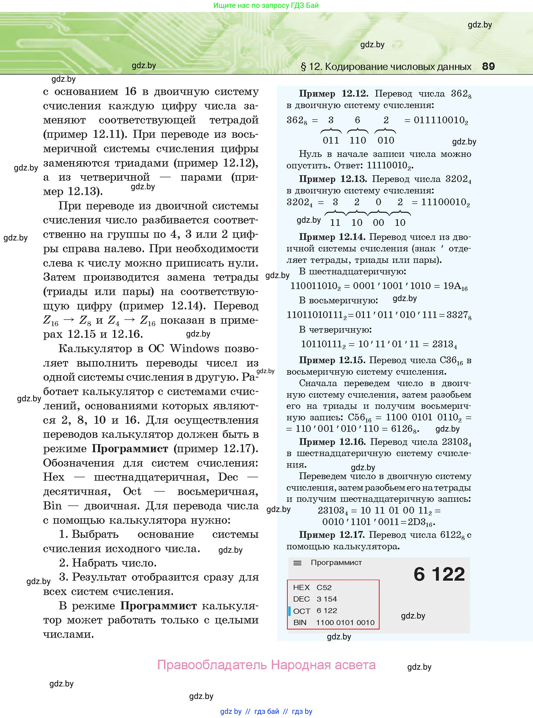 Информатика, 10 класс Учебник, авторы: Котов Владимир Михайлович, Лапо Анжелика Ивановна, Быкадоров Юрий Александрович, Войтехович Елена Николаевна, издательство Народная асвета, Минск, 2020, зелёного цвета, страница 89