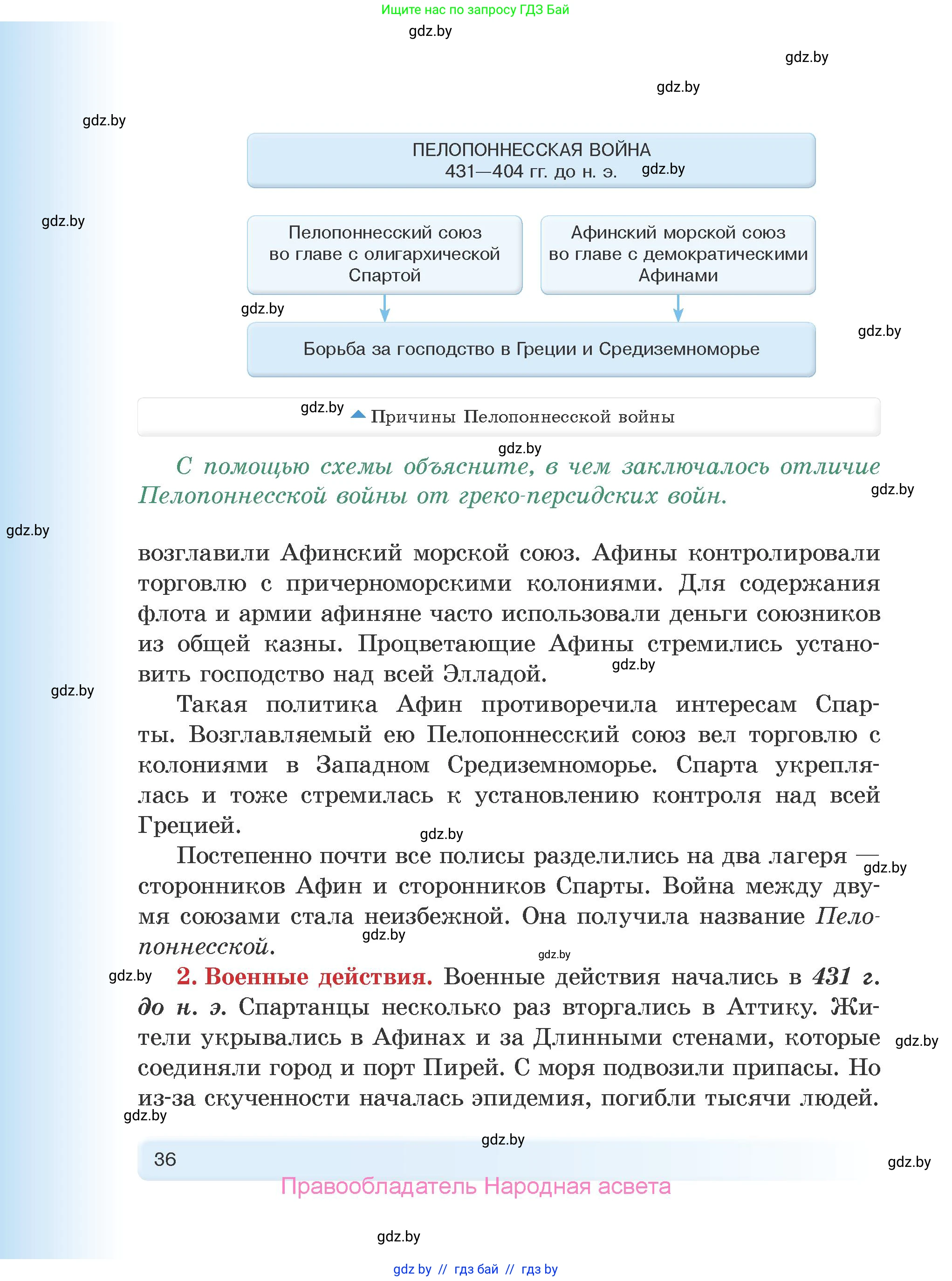 История Древнего мира, 5 класс Учебник, авторы: Кошелев Владимир Сергеевич, Прохоров Андрей Аркадьевич, Перзашкевич Олег Валерьевич, Журавлевич Ольга Георгиевна, издательство Народная асвета, Минск, 2019, коричневого цвета, Часть 1, страница 36