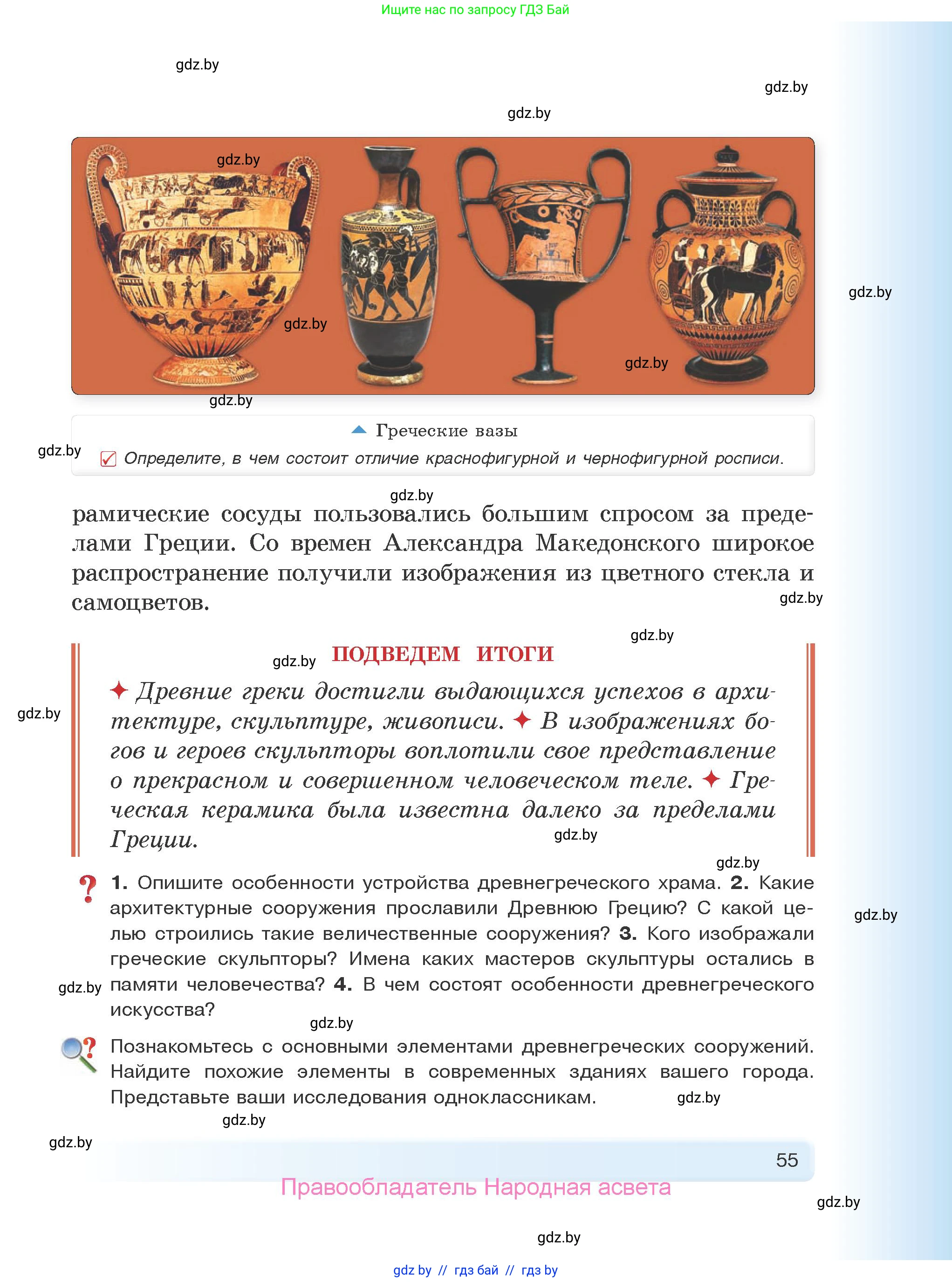 История Древнего мира, 5 класс Учебник, авторы: Кошелев Владимир Сергеевич, Прохоров Андрей Аркадьевич, Перзашкевич Олег Валерьевич, Журавлевич Ольга Георгиевна, издательство Народная асвета, Минск, 2019, коричневого цвета, Часть 2, страница 55