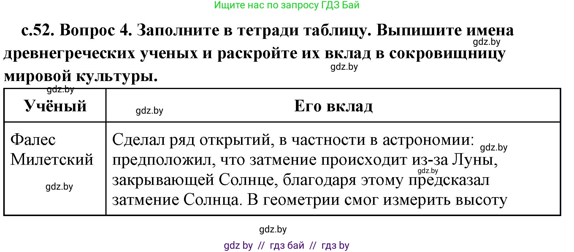 История Древнего мира, 5 класс Учебник, авторы: Кошелев Владимир Сергеевич, Прохоров Андрей Аркадьевич, Перзашкевич Олег Валерьевич, Журавлевич Ольга Георгиевна, издательство Народная асвета, Минск, 2019, коричневого цвета, Часть 2, страница 52, номер 4, Решение 1 (подробные ответы)