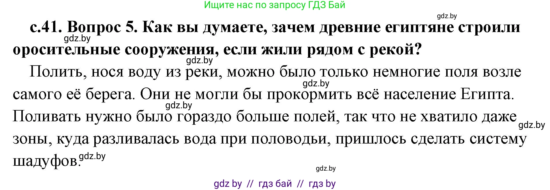 История Древнего мира, 5 класс Учебник, авторы: Кошелев Владимир Сергеевич, Прохоров Андрей Аркадьевич, Перзашкевич Олег Валерьевич, Журавлевич Ольга Георгиевна, издательство Народная асвета, Минск, 2019, коричневого цвета, Часть 1, страница 41, номер 5, Решение (краткий ответ)