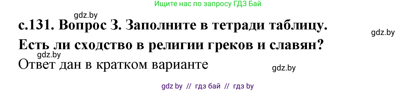 История Древнего мира, 5 класс Учебник, авторы: Кошелев Владимир Сергеевич, Прохоров Андрей Аркадьевич, Перзашкевич Олег Валерьевич, Журавлевич Ольга Георгиевна, издательство Народная асвета, Минск, 2019, коричневого цвета, Часть 2, страница 131, номер 3, Решение (краткий ответ)