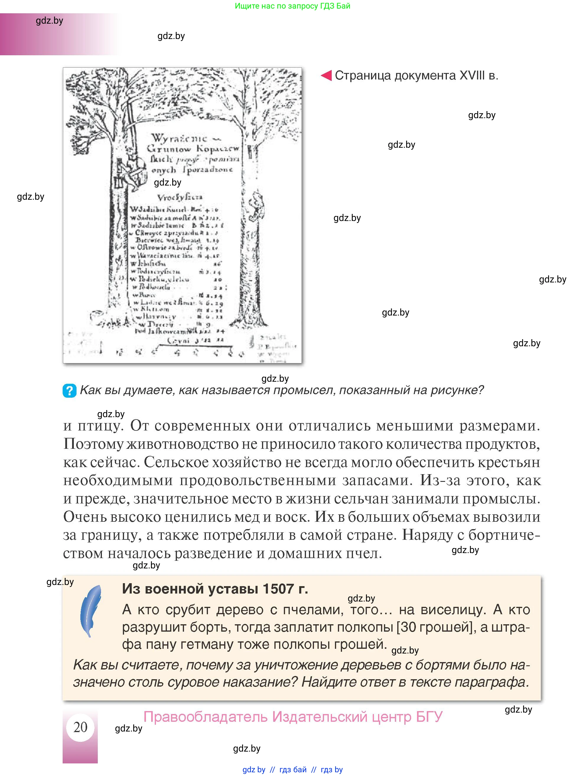 История Беларуси (Гісторыя Беларусі), 7 класс Учебник, авторы: Воронин Василий Алексеевич, Скепьян Анастасия Анатольевна, Мацук Андрей Владимирович, Кравченко Ольга Викторовна, издательство Издательский центр БГУ, Минск, 2017, страница 20