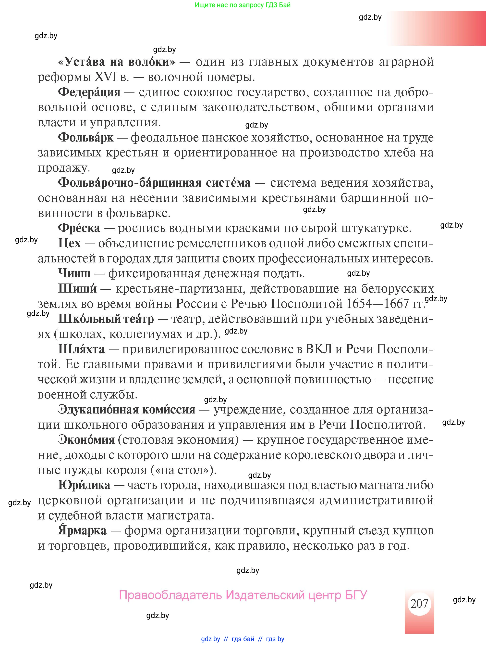 История Беларуси (Гісторыя Беларусі), 7 класс Учебник, авторы: Воронин Василий Алексеевич, Скепьян Анастасия Анатольевна, Мацук Андрей Владимирович, Кравченко Ольга Викторовна, издательство Издательский центр БГУ, Минск, 2017, страница 207