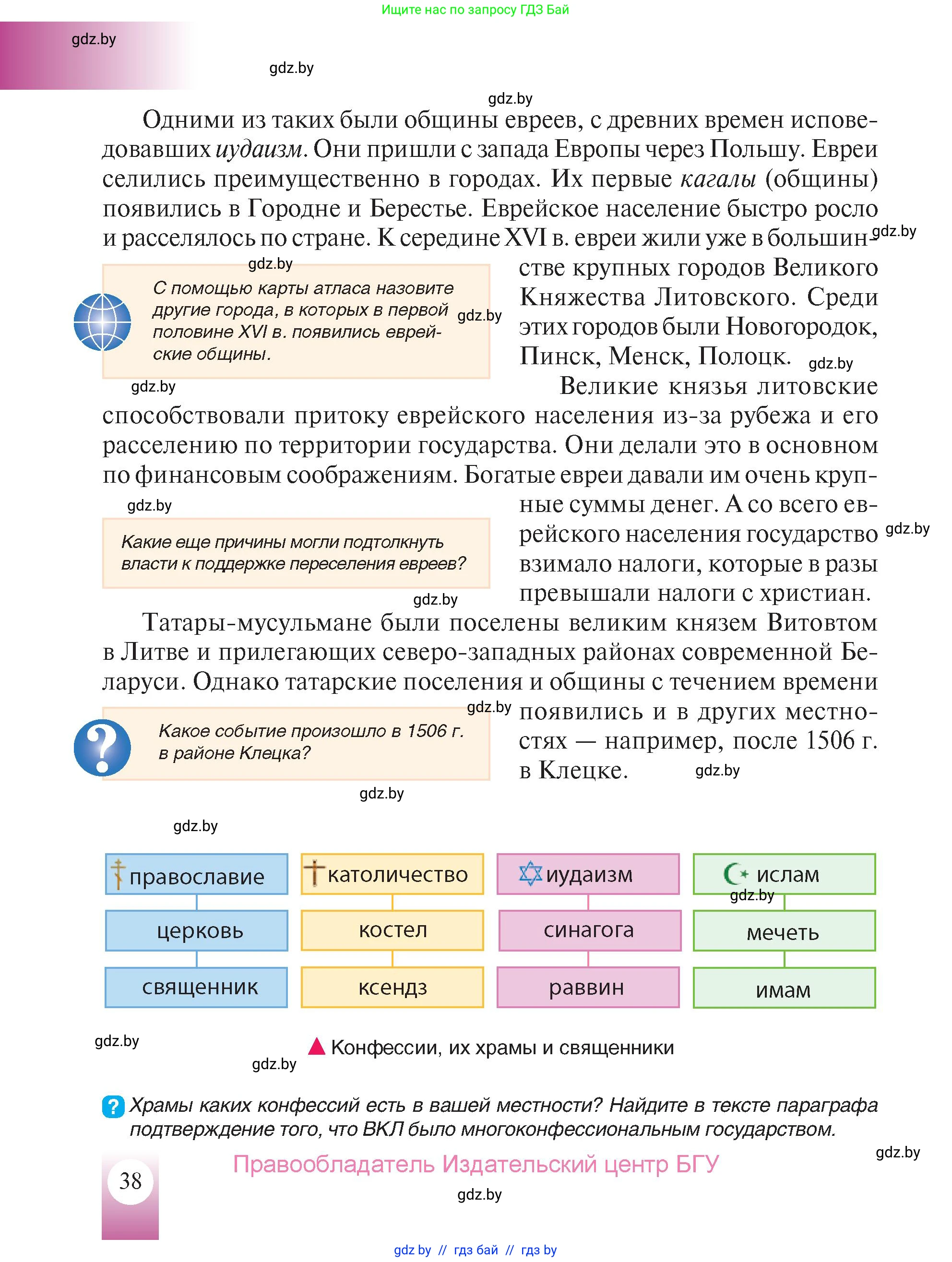 История Беларуси (Гісторыя Беларусі), 7 класс Учебник, авторы: Воронин Василий Алексеевич, Скепьян Анастасия Анатольевна, Мацук Андрей Владимирович, Кравченко Ольга Викторовна, издательство Издательский центр БГУ, Минск, 2017, страница 38