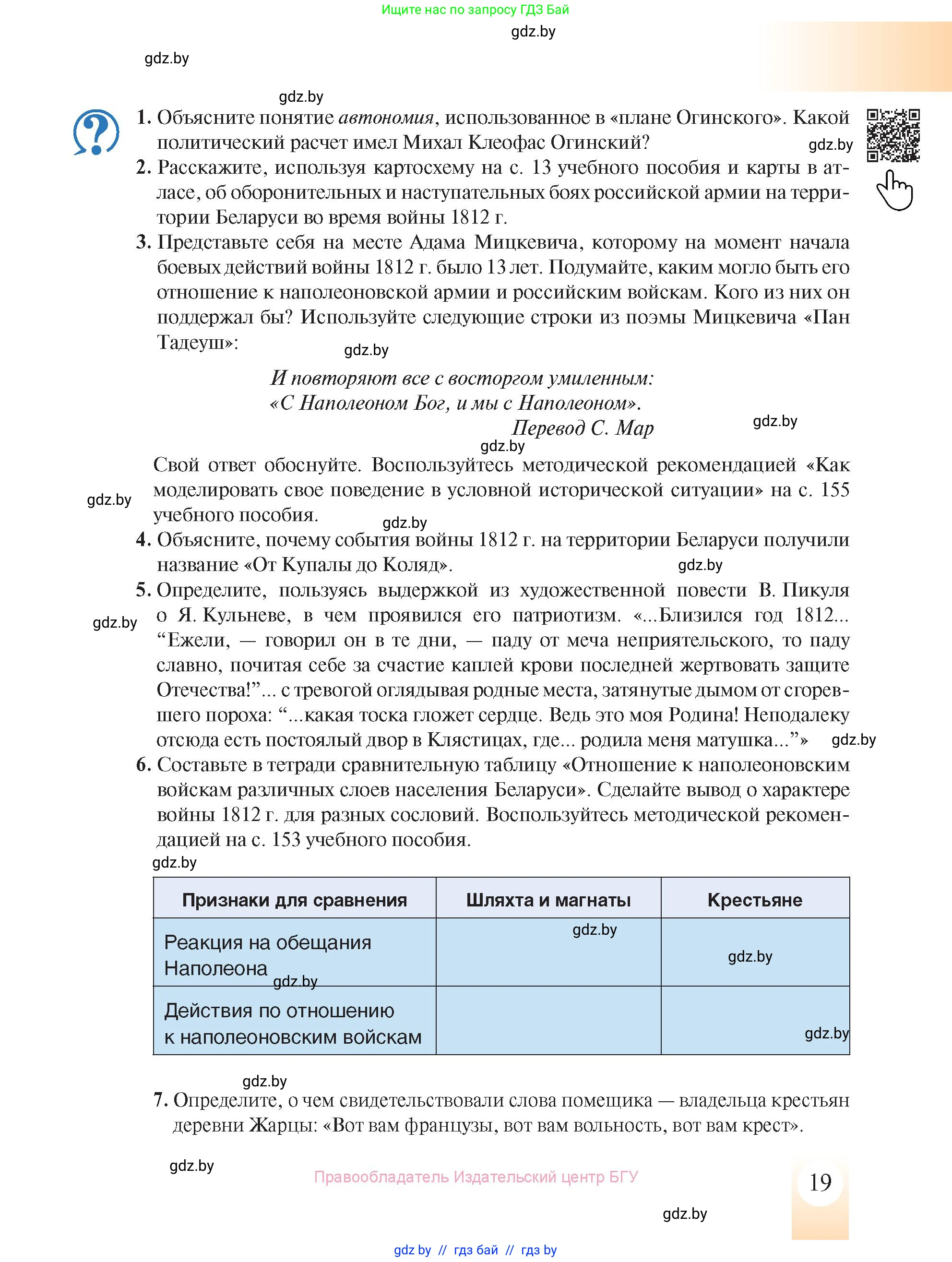 История Беларуси (Гісторыя Беларусі), 8 класс Учебник, авторы: Панов Сергей Вениаминович, Морозова Светлана Валентиновна, Сосно Владимир Аркадьевич, издательство Издательский центр БГУ, Минск, 2018, красного цвета, страница 19