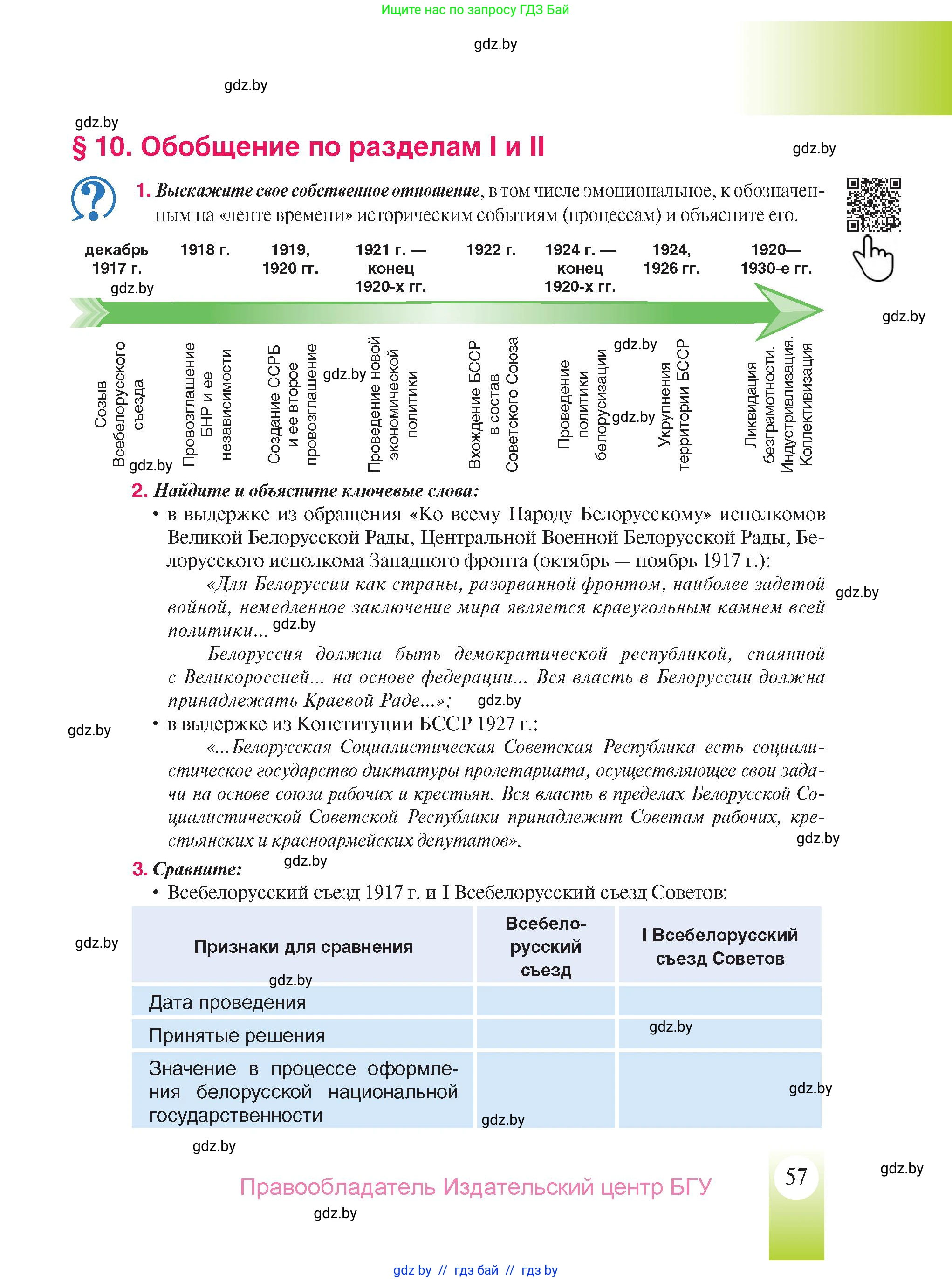 История Беларуси (Гісторыя Беларусі), 9 класс Учебник, авторы: Панов Сергей Вениаминович, Сидорцов Владимир Никифорович, Фомин Виталий Михайлович, издательство Издательский центр БГУ, Минск, 2019, страница 57