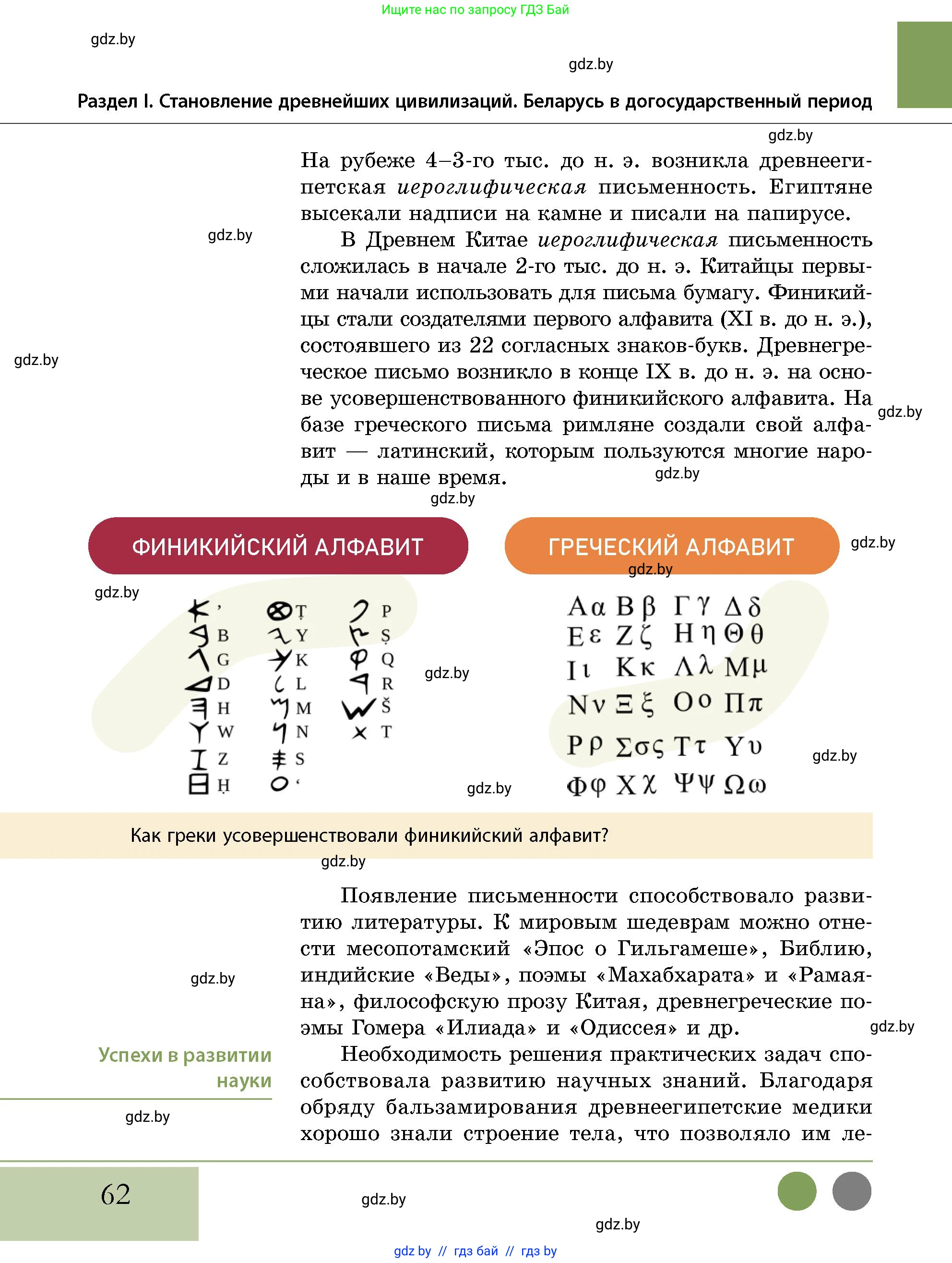 История Беларуси (Гісторыя Беларусі), 10 класс Учебник, авторы: Кохановский Александр Генадьевич, Кошелев Владимир Сергеевич, Темушев Степан Николаевич, Черепко С А, Белозорович В А, Матюшевская М И, Риер Я Г, Ходин С Н, издательство Издательский центр БГУ, Минск, 2024, бежевого цвета, Часть 1, страница 62
