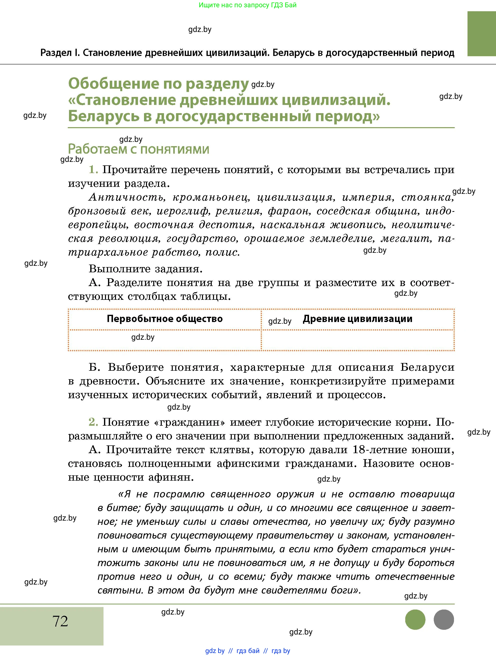 История Беларуси (Гісторыя Беларусі), 10 класс Учебник, авторы: Кохановский Александр Генадьевич, Кошелев Владимир Сергеевич, Темушев Степан Николаевич, Черепко С А, Белозорович В А, Матюшевская М И, Риер Я Г, Ходин С Н, издательство Издательский центр БГУ, Минск, 2024, бежевого цвета, Часть 1, страница 72