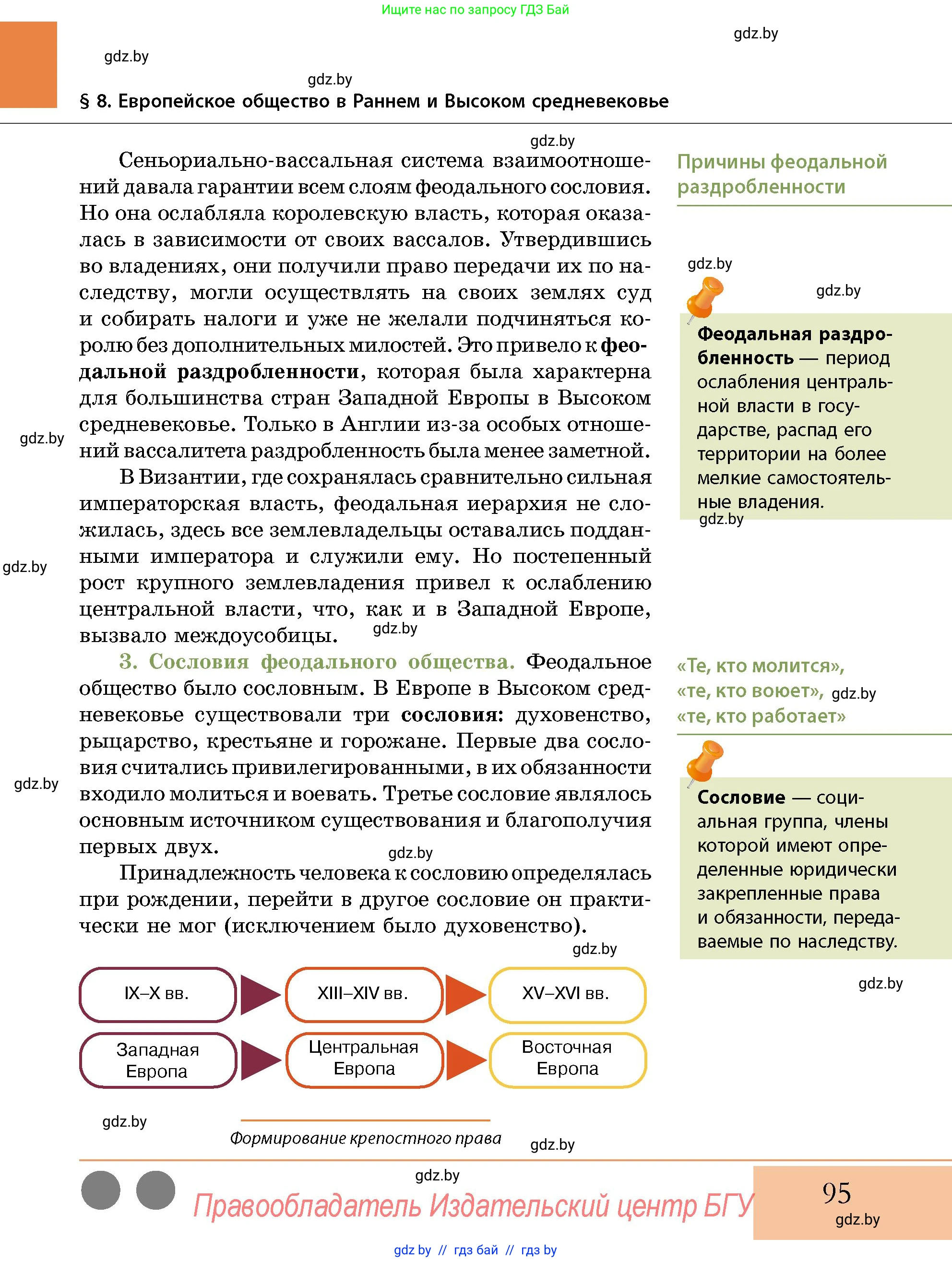 История Беларуси (Гісторыя Беларусі), 10 класс Учебник, авторы: Кохановский Александр Генадьевич, Кошелев Владимир Сергеевич, Темушев Степан Николаевич, Черепко С А, Белозорович В А, Матюшевская М И, Риер Я Г, Ходин С Н, издательство Издательский центр БГУ, Минск, 2024, бежевого цвета, страница 95