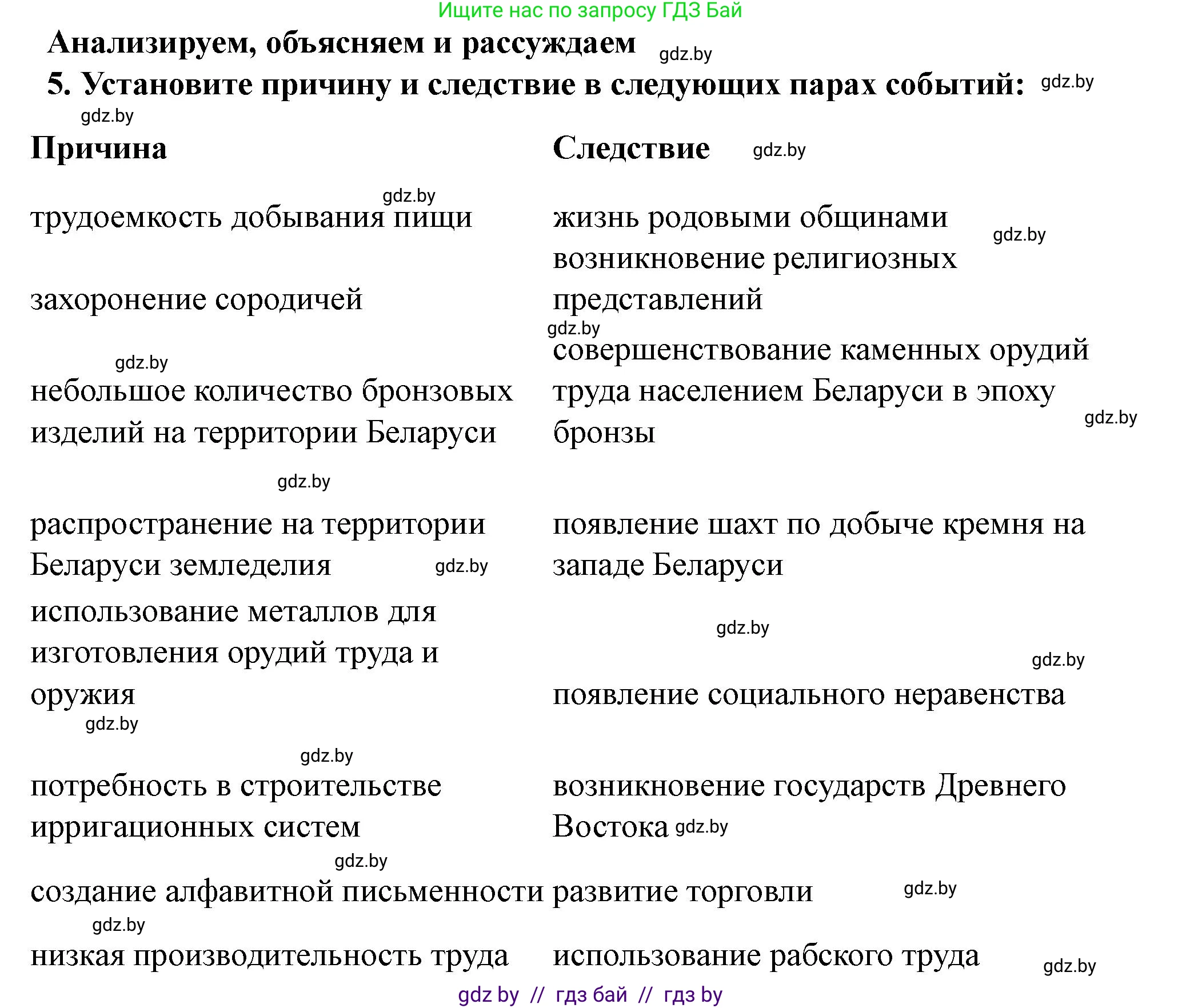 История Беларуси (Гісторыя Беларусі), 10 класс Учебник, авторы: Кохановский Александр Генадьевич, Кошелев Владимир Сергеевич, Темушев Степан Николаевич, Черепко С А, Белозорович В А, Матюшевская М И, Риер Я Г, Ходин С Н, издательство Издательский центр БГУ, Минск, 2024, бежевого цвета, Часть 1, страница 75, номер 5, Решение