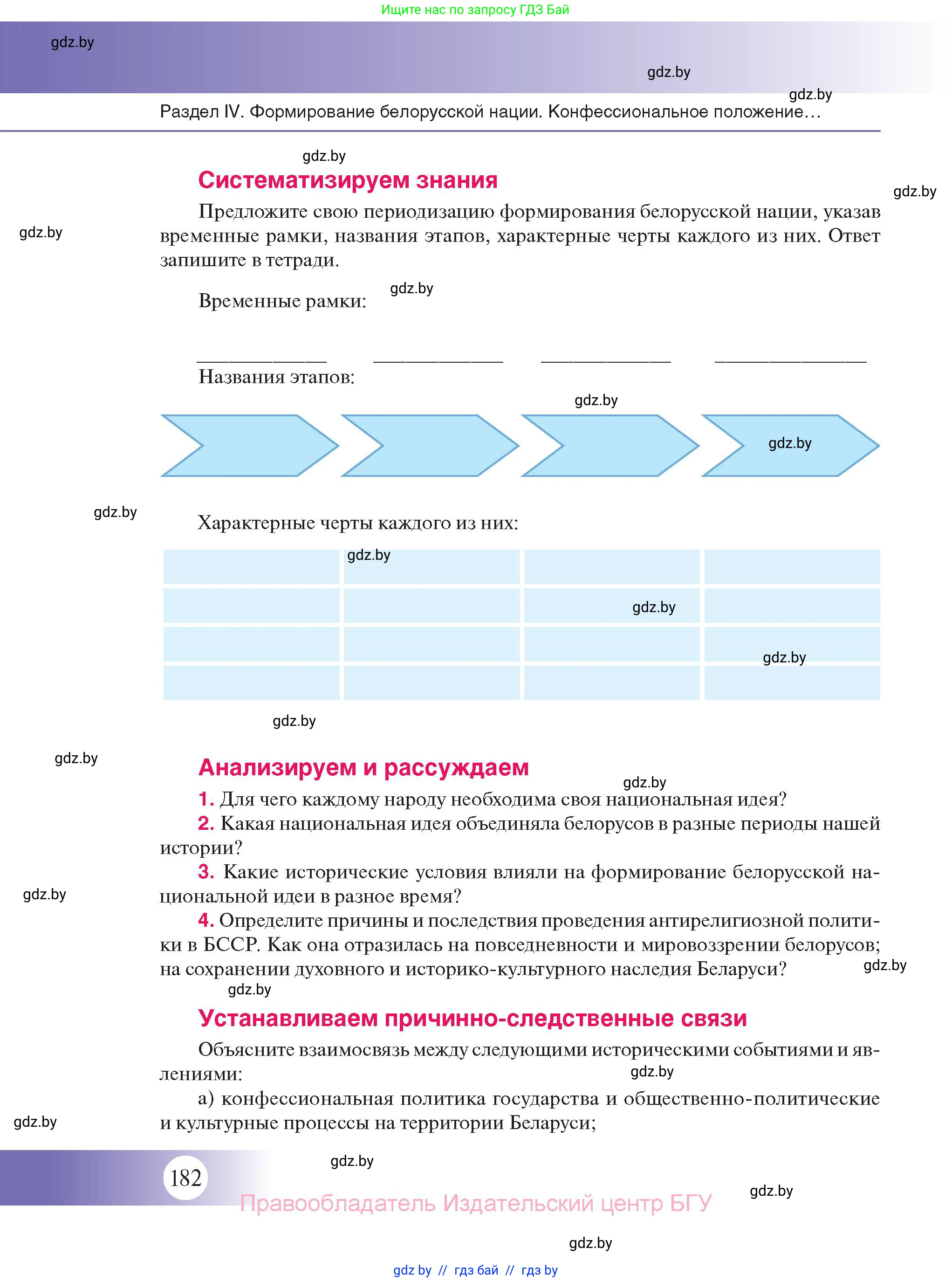 История Беларуси (Гісторыя Беларусі), 11 класс Учебник, авторы: Касович Александр Валерьевич, Барабаш Наталья Викторовна, Корзюк А А, Йоцюс В А, Матюш П А, Соловьянов А П, издательство Издательский центр БГУ, Минск, 2021, страница 182