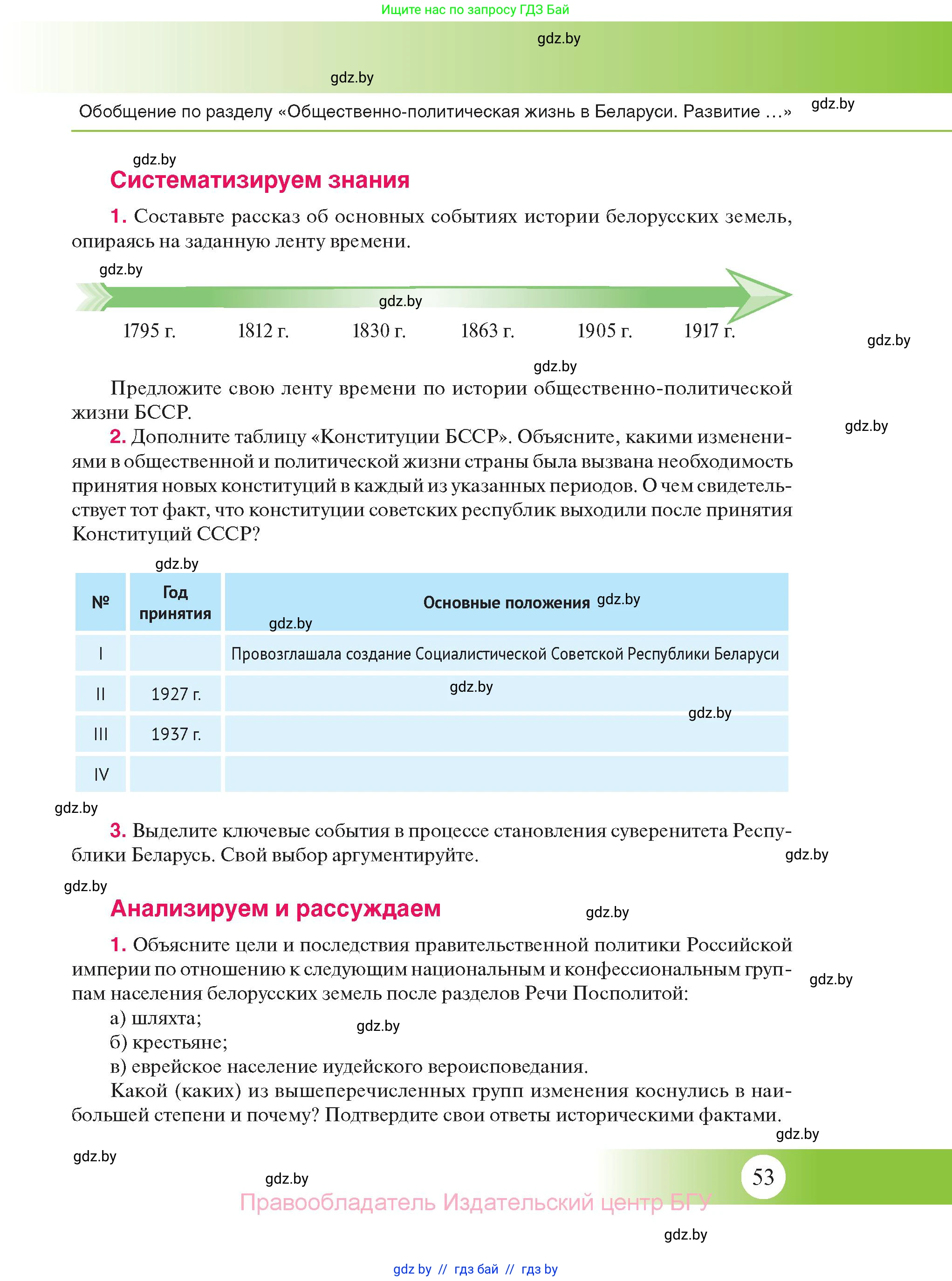 История Беларуси (Гісторыя Беларусі), 11 класс Учебник, авторы: Касович Александр Валерьевич, Барабаш Наталья Викторовна, Корзюк А А, Йоцюс В А, Матюш П А, Соловьянов А П, издательство Издательский центр БГУ, Минск, 2021, страница 53