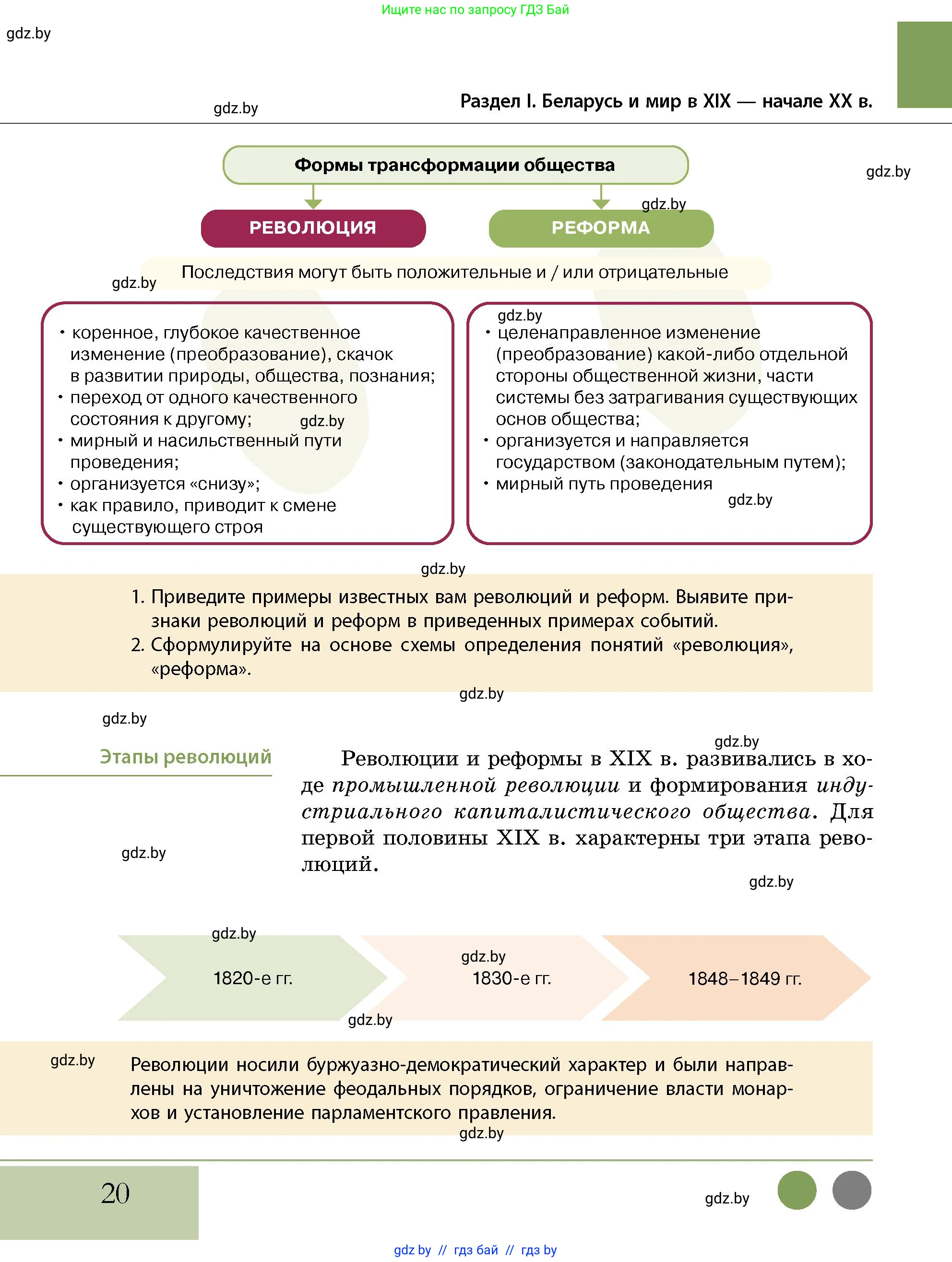 История Беларуси (Гісторыя Беларусі), 11 класс Учебник, авторы: Кохановский Александр Генадьевич, Кошелев Владимир Сергеевич, Темушев Степан Николаевич, Мох Е Н, Мезга Н Н, Корсак А И, Маскевич А И, Ходин С Н, издательство Издательский центр БГУ, Минск, 2025, зелёного цвета, страница 20
