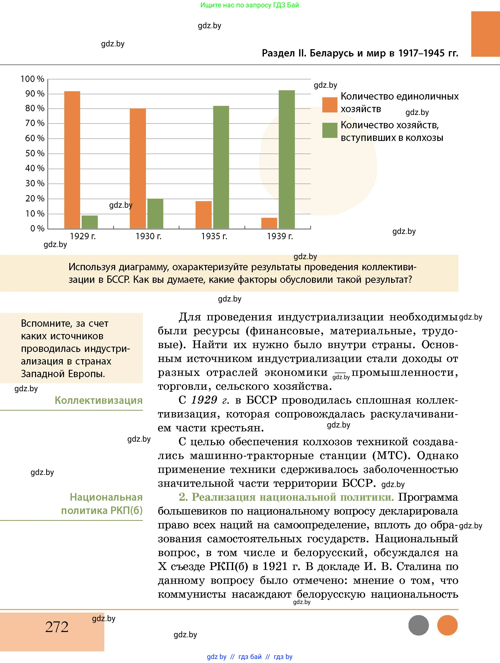 История Беларуси (Гісторыя Беларусі), 11 класс Учебник, авторы: Кохановский Александр Генадьевич, Кошелев Владимир Сергеевич, Темушев Степан Николаевич, Мох Е Н, Мезга Н Н, Корсак А И, Маскевич А И, Ходин С Н, издательство Издательский центр БГУ, Минск, 2025, зелёного цвета, страница 272