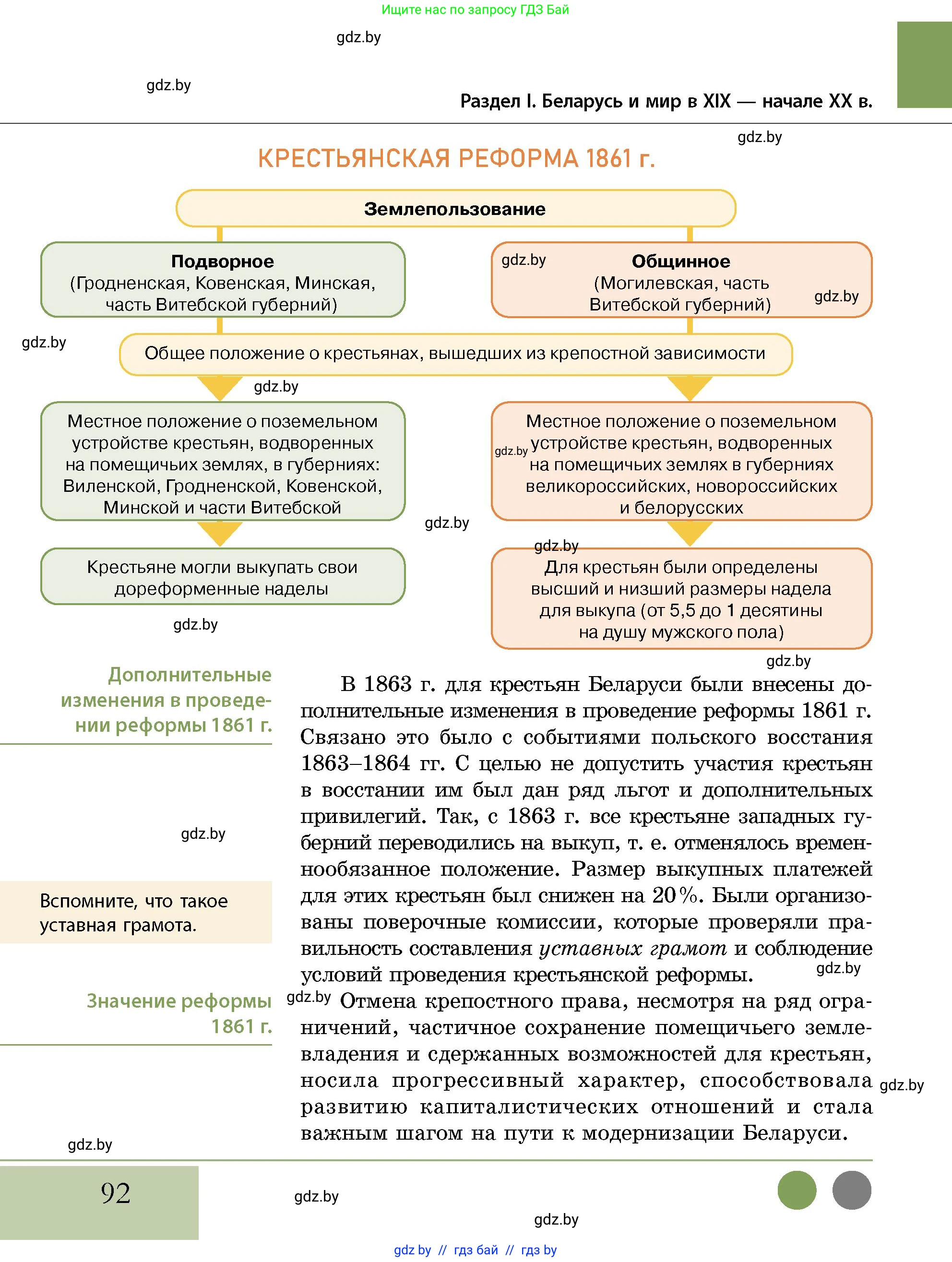 История Беларуси (Гісторыя Беларусі), 11 класс Учебник, авторы: Кохановский Александр Генадьевич, Кошелев Владимир Сергеевич, Темушев Степан Николаевич, Мох Е Н, Мезга Н Н, Корсак А И, Маскевич А И, Ходин С Н, издательство Издательский центр БГУ, Минск, 2025, зелёного цвета, страница 92