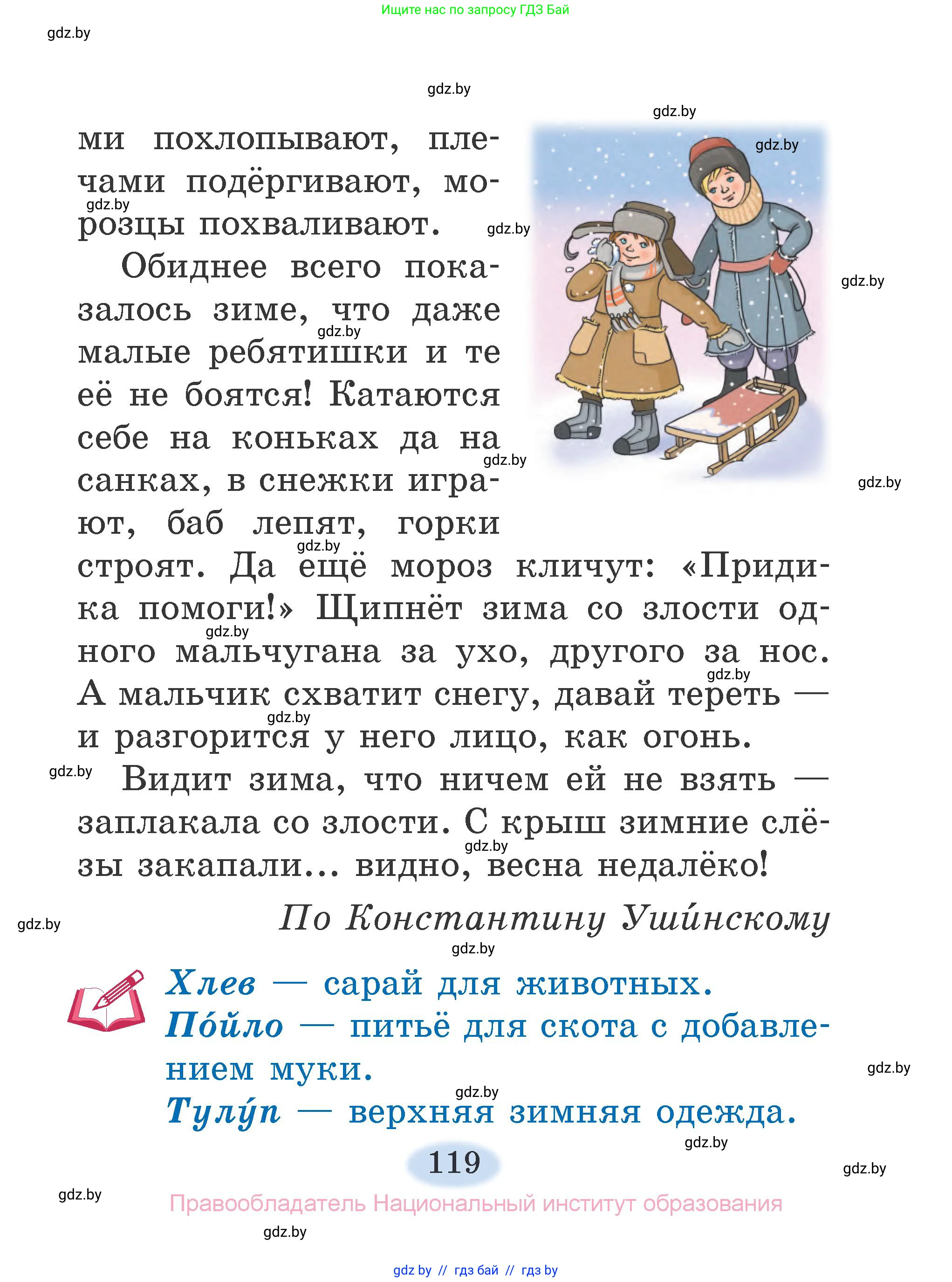 Литературное чтение, 2 класс Учебник, авторы: Воропаева Валентина Степановна, Куцанова Татьяна Степановна, издательство Национальный институт образования, Минск, 2022, голубого цвета, Часть 2, страница 119