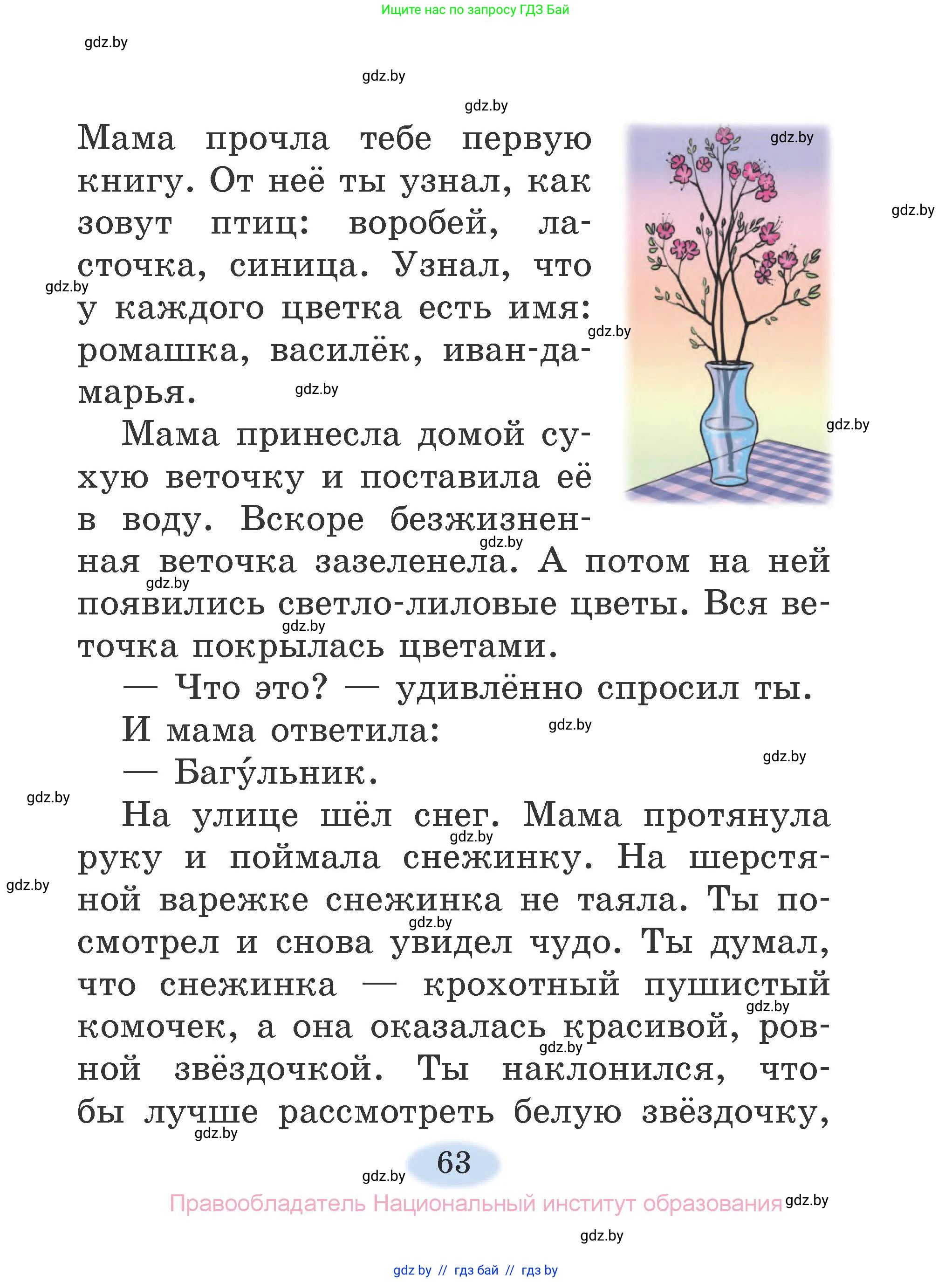 Литературное чтение, 2 класс Учебник, авторы: Воропаева Валентина Степановна, Куцанова Татьяна Степановна, издательство Национальный институт образования, Минск, 2022, голубого цвета, Часть 2, страница 63