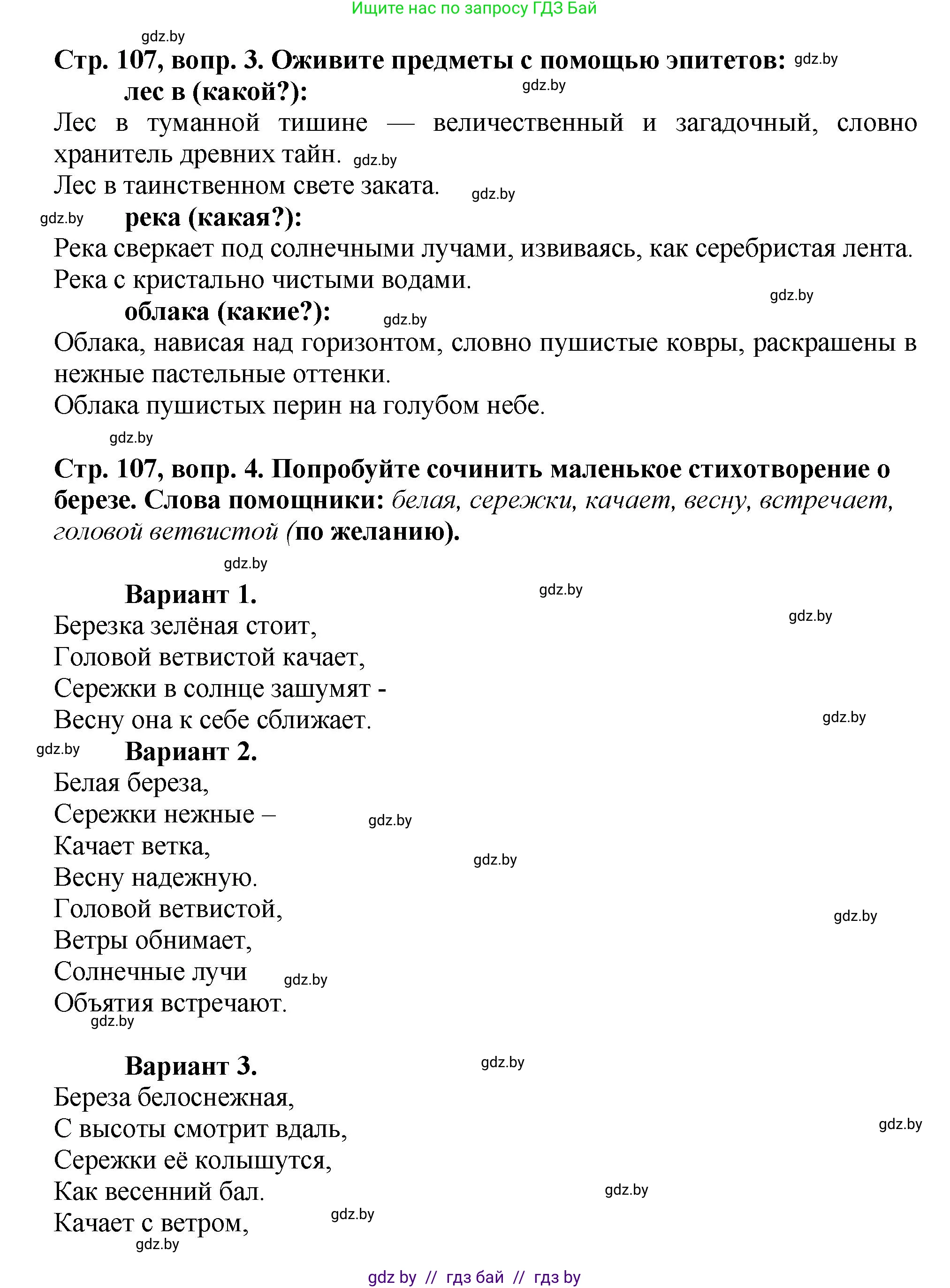 Литературное чтение, 3 класс Учебник, авторы: Воропаева Валентина Степановна, Куцанова Татьяна Степановна, Стремок Ирина Михайловна, издательство Академия образования, Минск, 2024, оранжевого цвета, Часть 2, страница 107, Решение (продолжение 2)