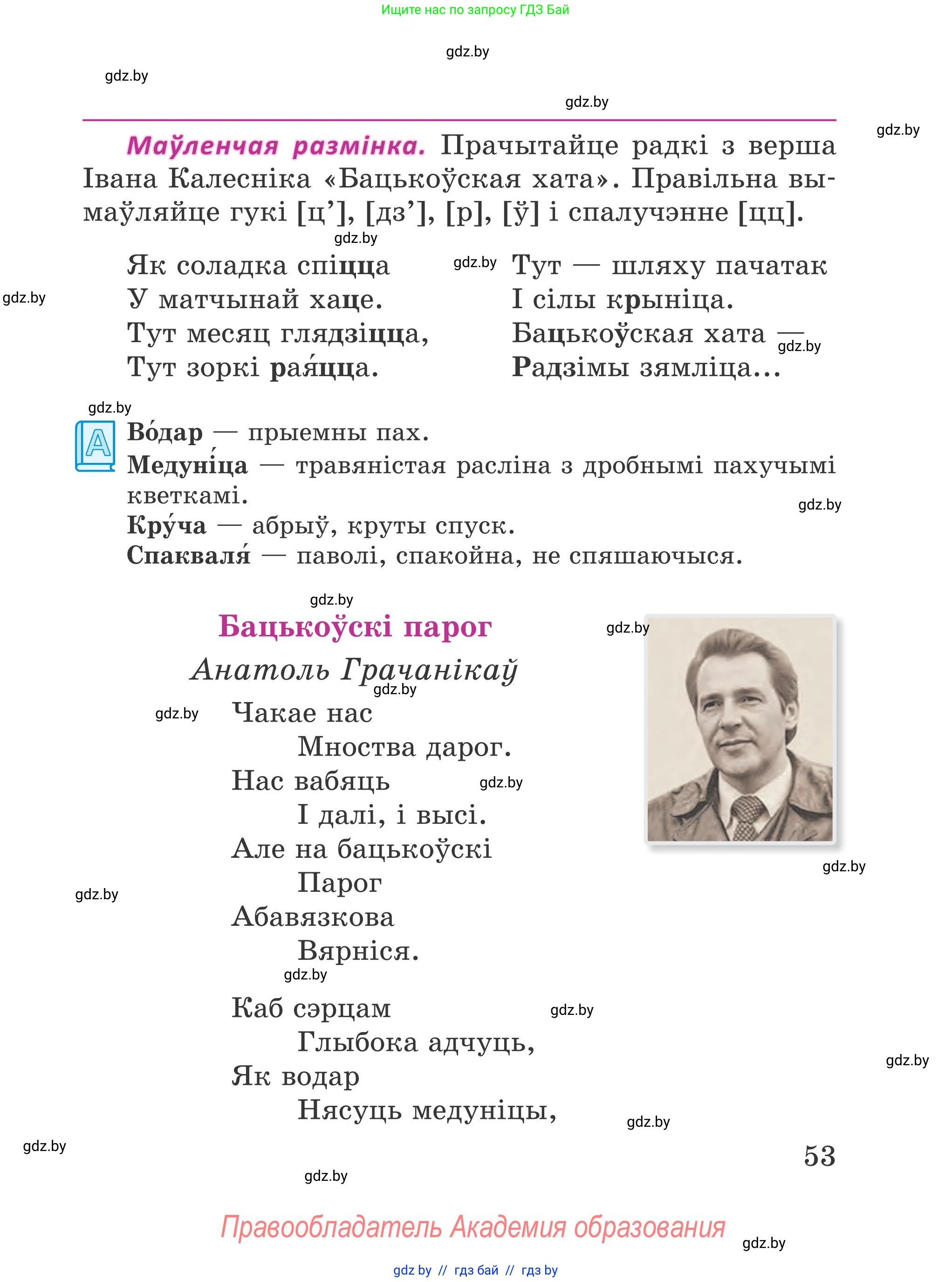 Літаратурнае чытанне, 4 класс Учебник, авторы: Жуковіч Мікалай Васільевіч, Праскаловіч Вольга Уладзіміраўна, издательство Нацыянальны інстытут адукацыі, Минск, 2024, зелёного цвета, Часть 1, страница 53