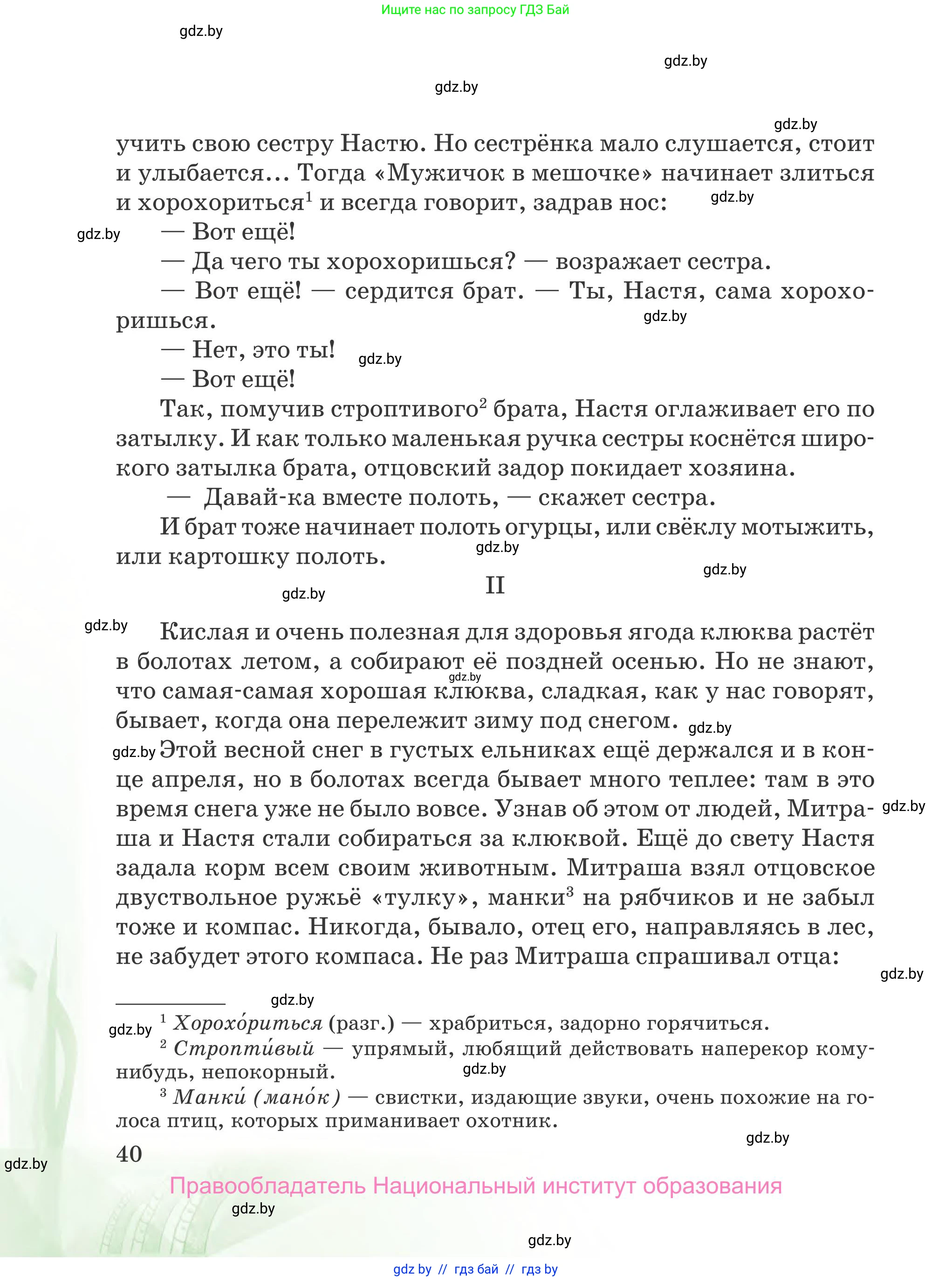 Русская литература, 5 класс Учебник, авторы: Мушинская Тамара Фёдоровна, Перевозная Евгения Васильевна, Каратай Светлана Николаевна, Гаранина Алла Ивановна, издательство Национальный институт образования, Минск, 2019, розового цвета, Часть 1, страница 40