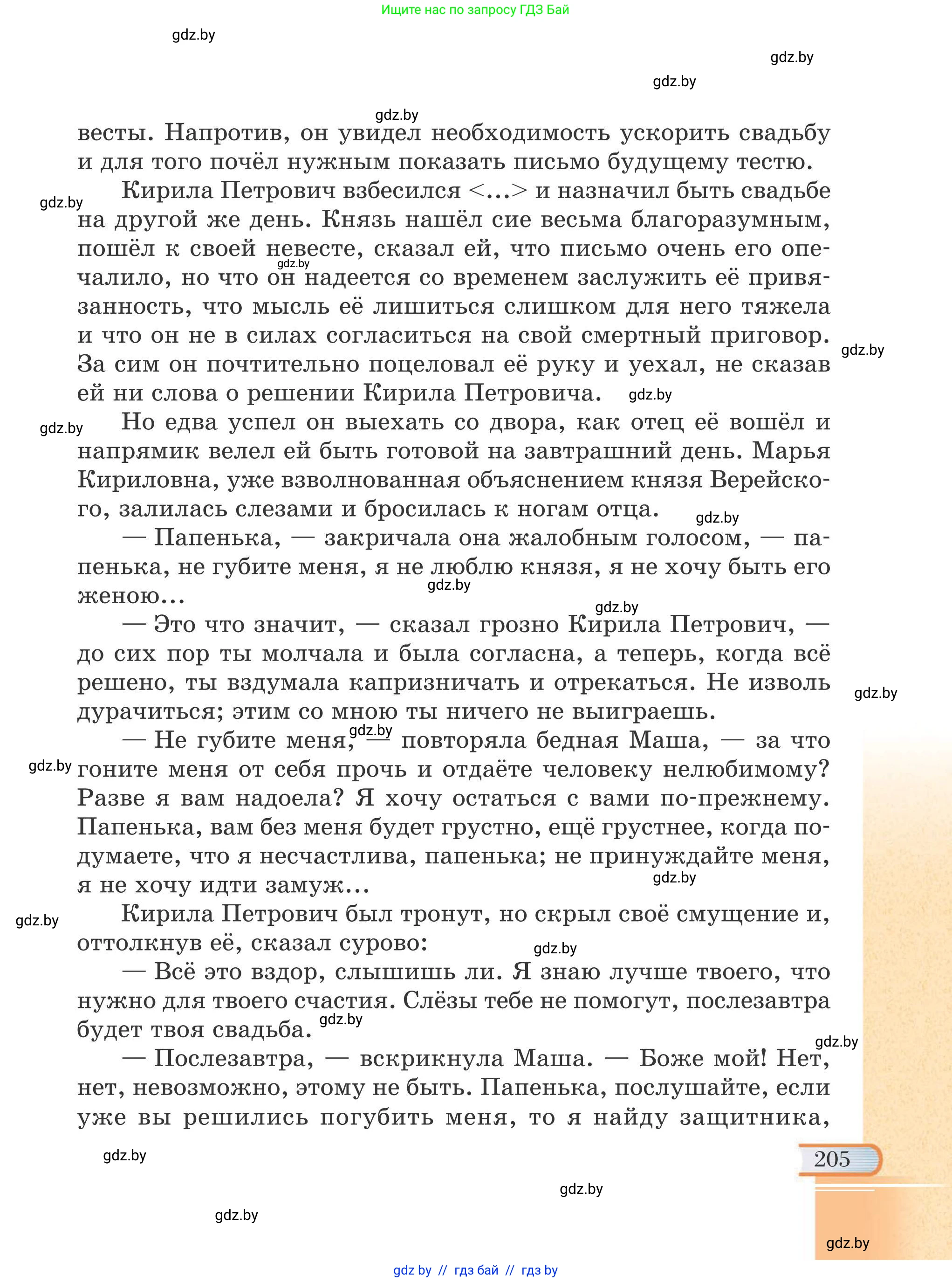 Русская литература, 6 класс Учебник, авторы: Захарова Светлана Николаевна, Юстинская Гюльнара Мансуровна, издательство Национальный институт образования, Минск, 2019, бежевого цвета, страница 205
