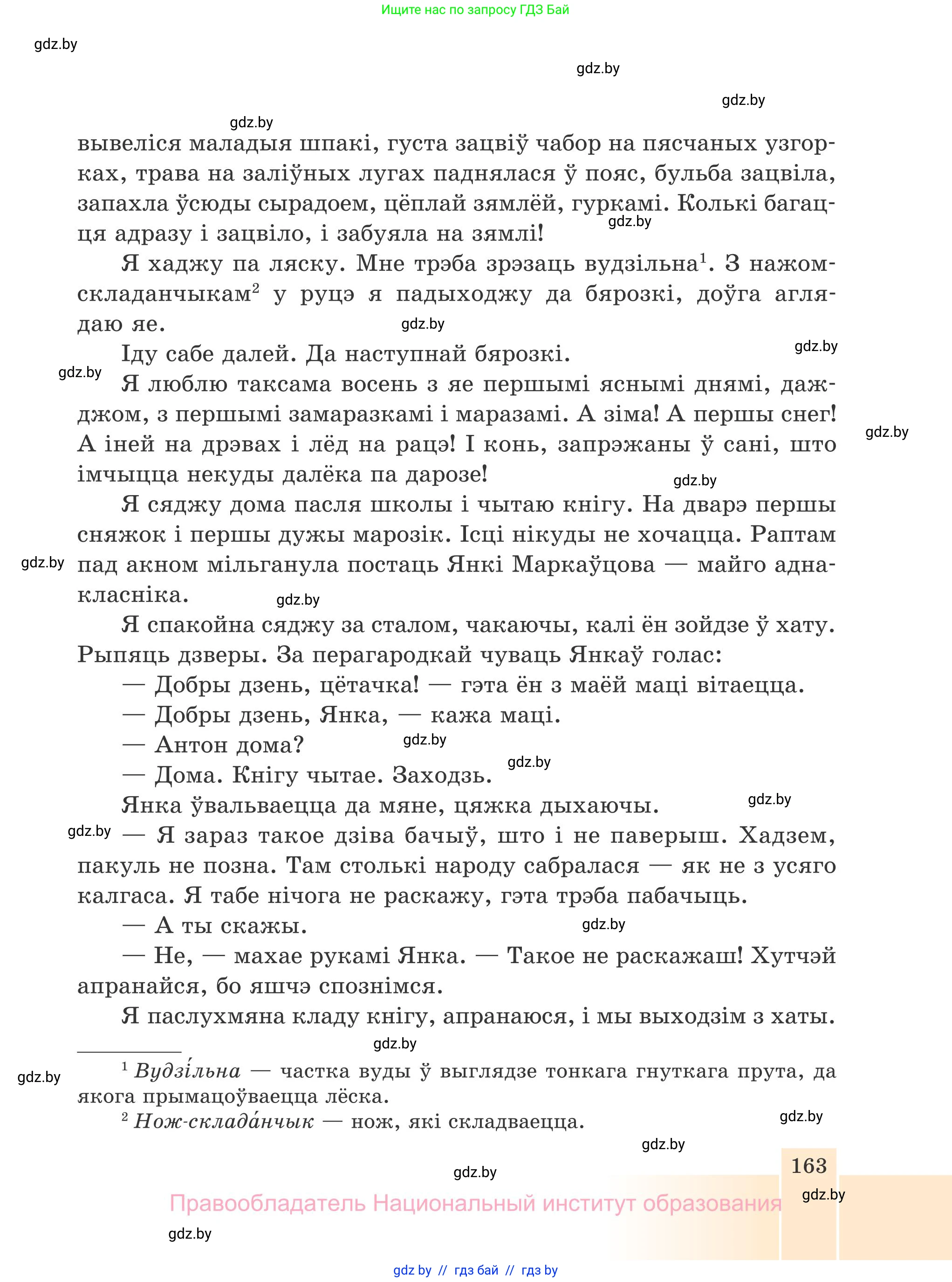 Белорусская литература (Беларуская літаратура), 7 класс Учебник, авторы: Лазарук Міхаіл Арсеньевіч, Логінава Таццяна Уладзіміраўна, Сухава Галіна Анатольеўна, издательство Нацыянальны інстытут адукацыі, Минск, 2023, салатового цвета, страница 163