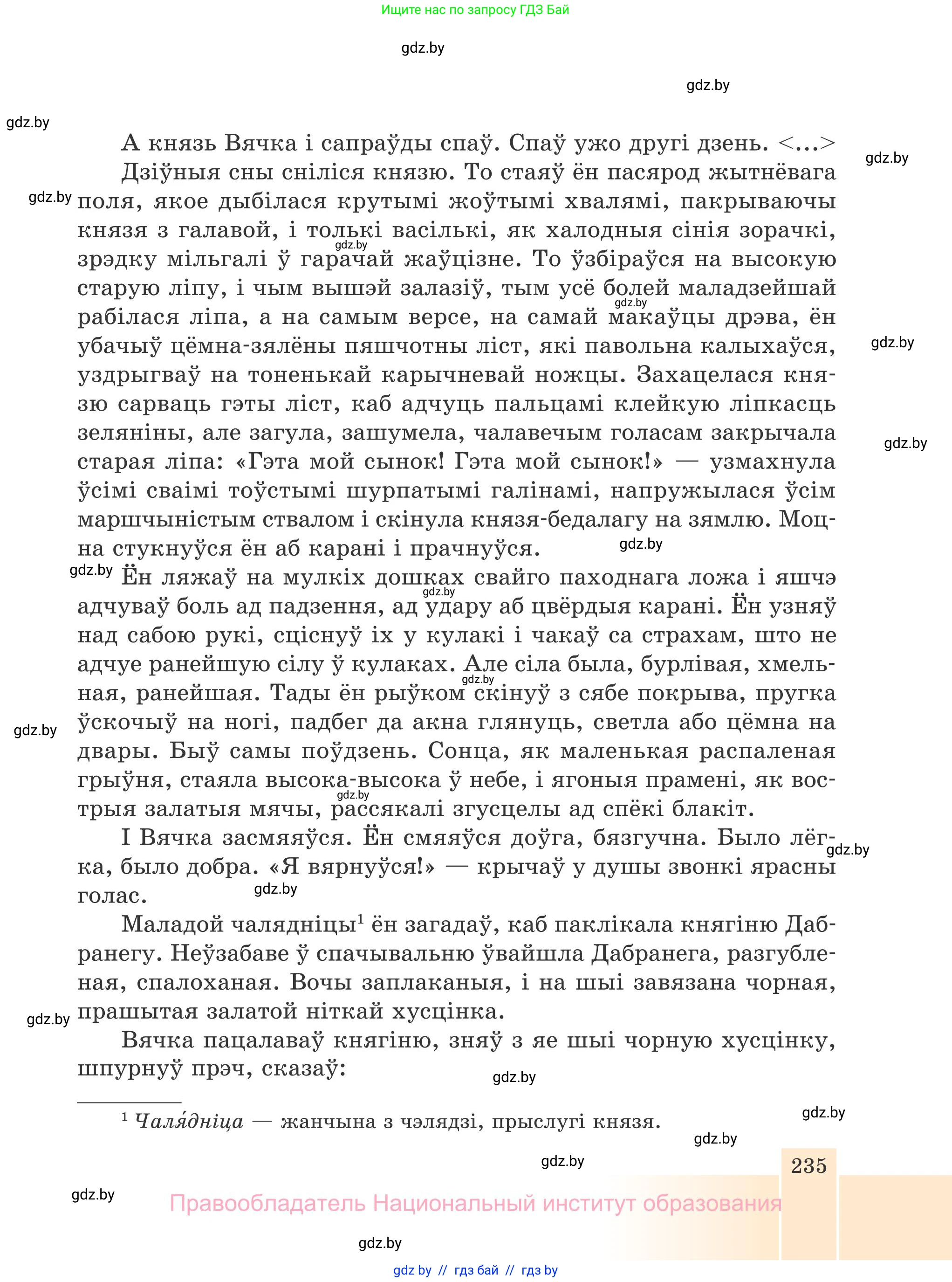 Белорусская литература (Беларуская літаратура), 7 класс Учебник, авторы: Лазарук Міхаіл Арсеньевіч, Логінава Таццяна Уладзіміраўна, Сухава Галіна Анатольеўна, издательство Нацыянальны інстытут адукацыі, Минск, 2023, салатового цвета, страница 235