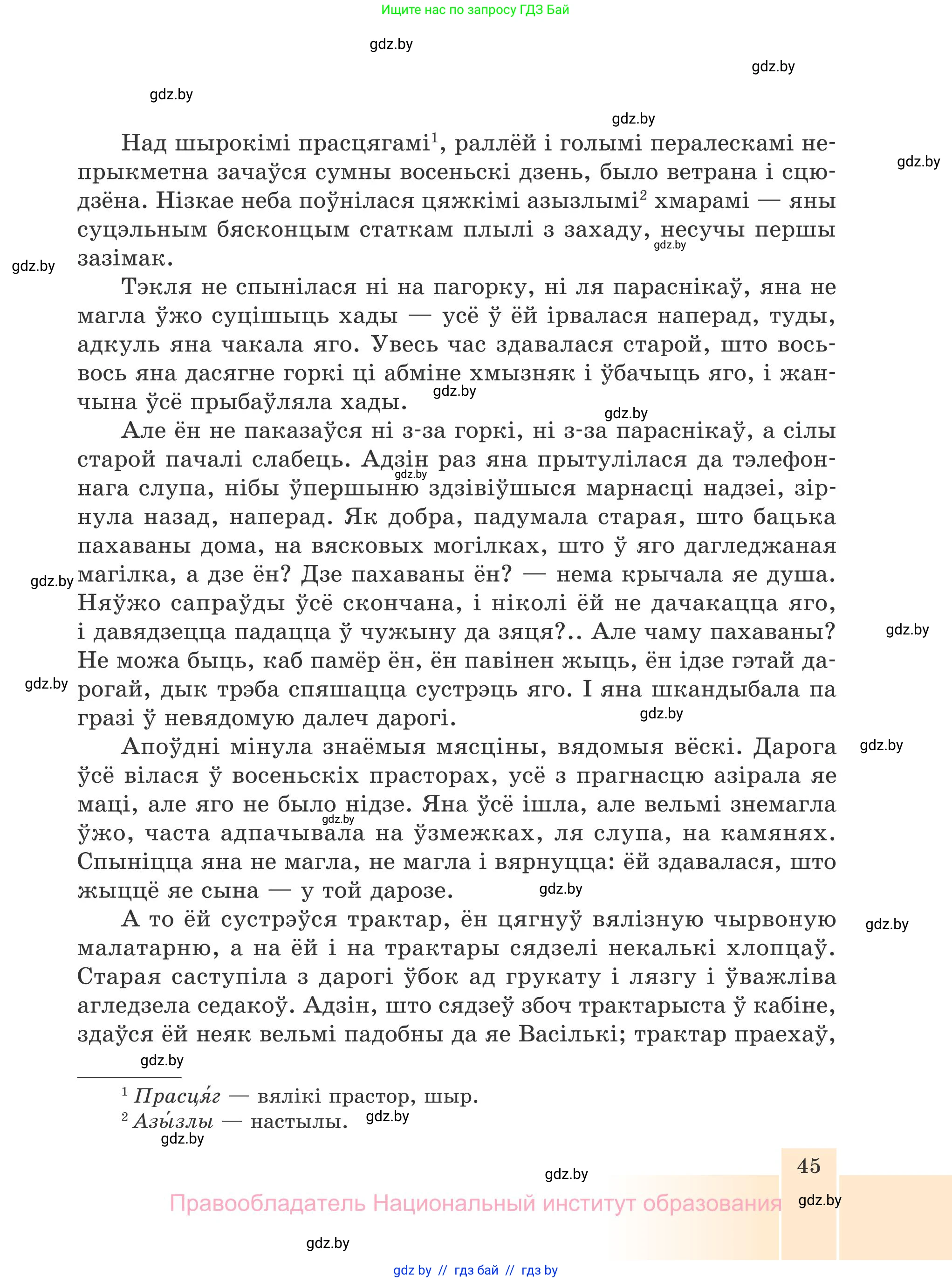 Белорусская литература (Беларуская літаратура), 7 класс Учебник, авторы: Лазарук Міхаіл Арсеньевіч, Логінава Таццяна Уладзіміраўна, Сухава Галіна Анатольеўна, издательство Нацыянальны інстытут адукацыі, Минск, 2023, салатового цвета, страница 45