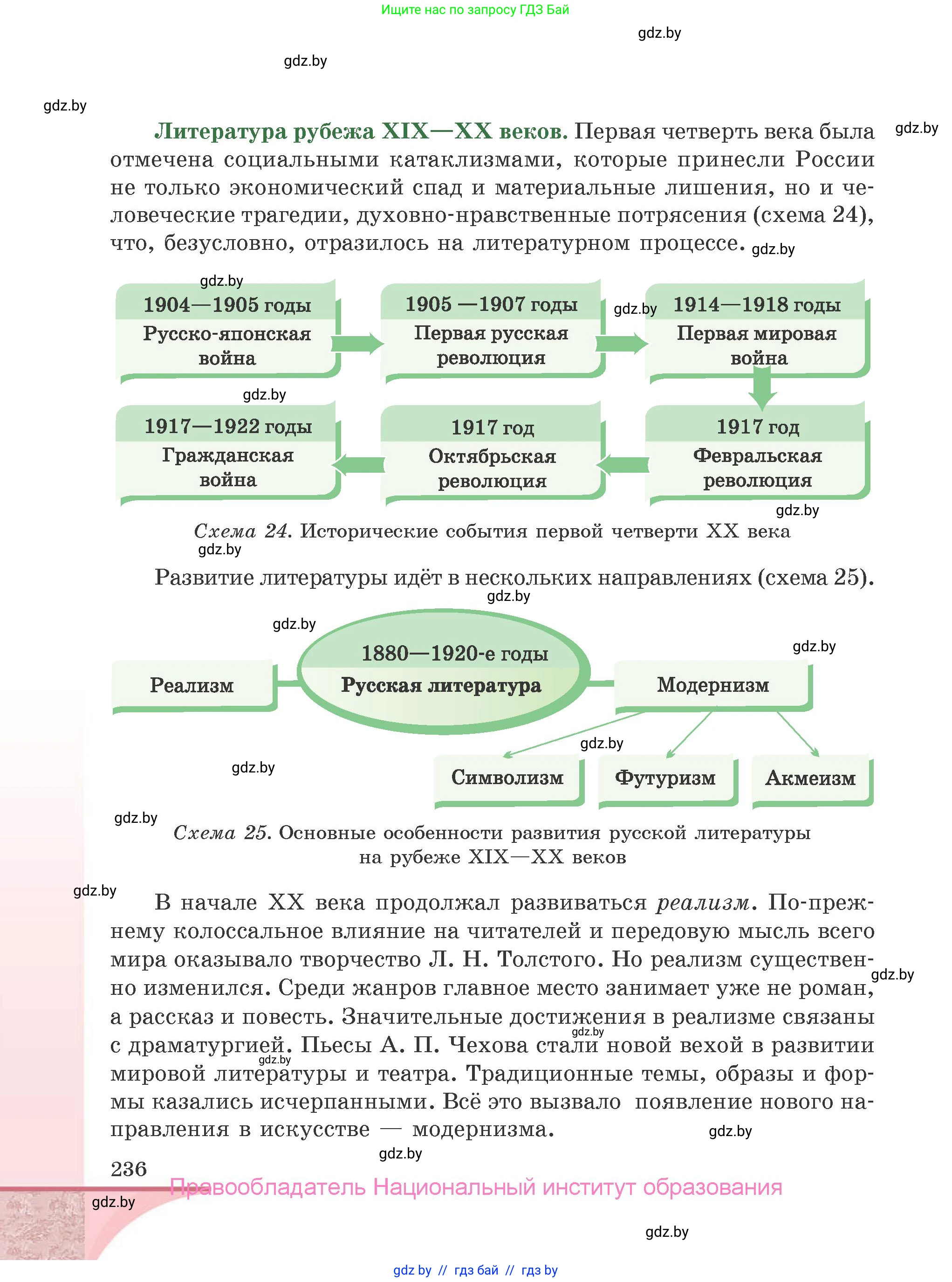 Русская литература, 9 класс Учебник, авторы: Захарова Светлана Николаевна, Черкес Наталья Ивановна, издательство Национальный институт образования, Минск, 2019, бежевого цвета, страница 236