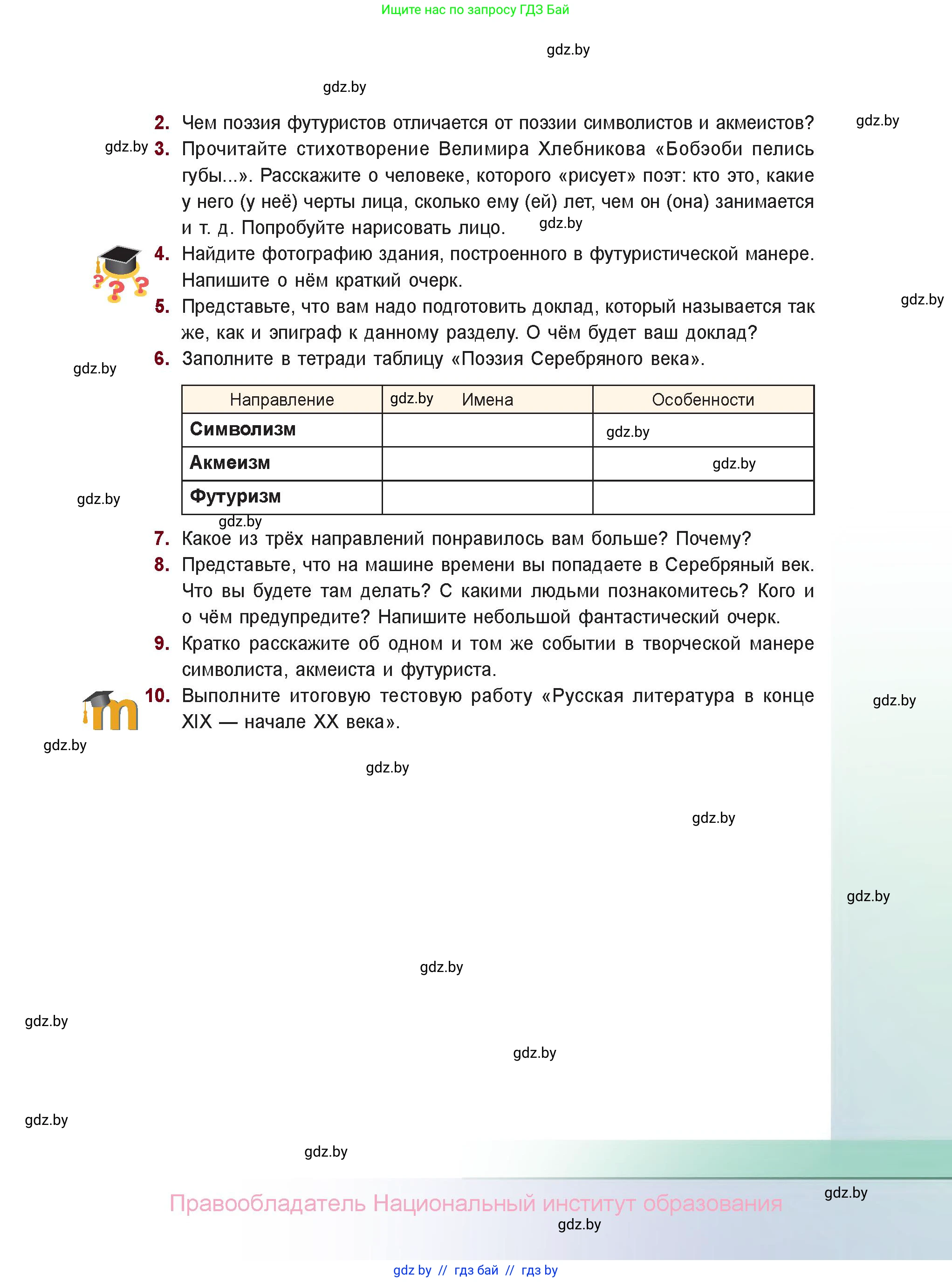 Русская литература, 11 класс Учебник, авторы: Сенькевич Татьяна Васильевна, Капшай Наталья Павловна, Кушнерёва Людмила Алексеевна, Темушева Екатерина Александровна, издательство Национальный институт образования, Минск, 2021, страница 75