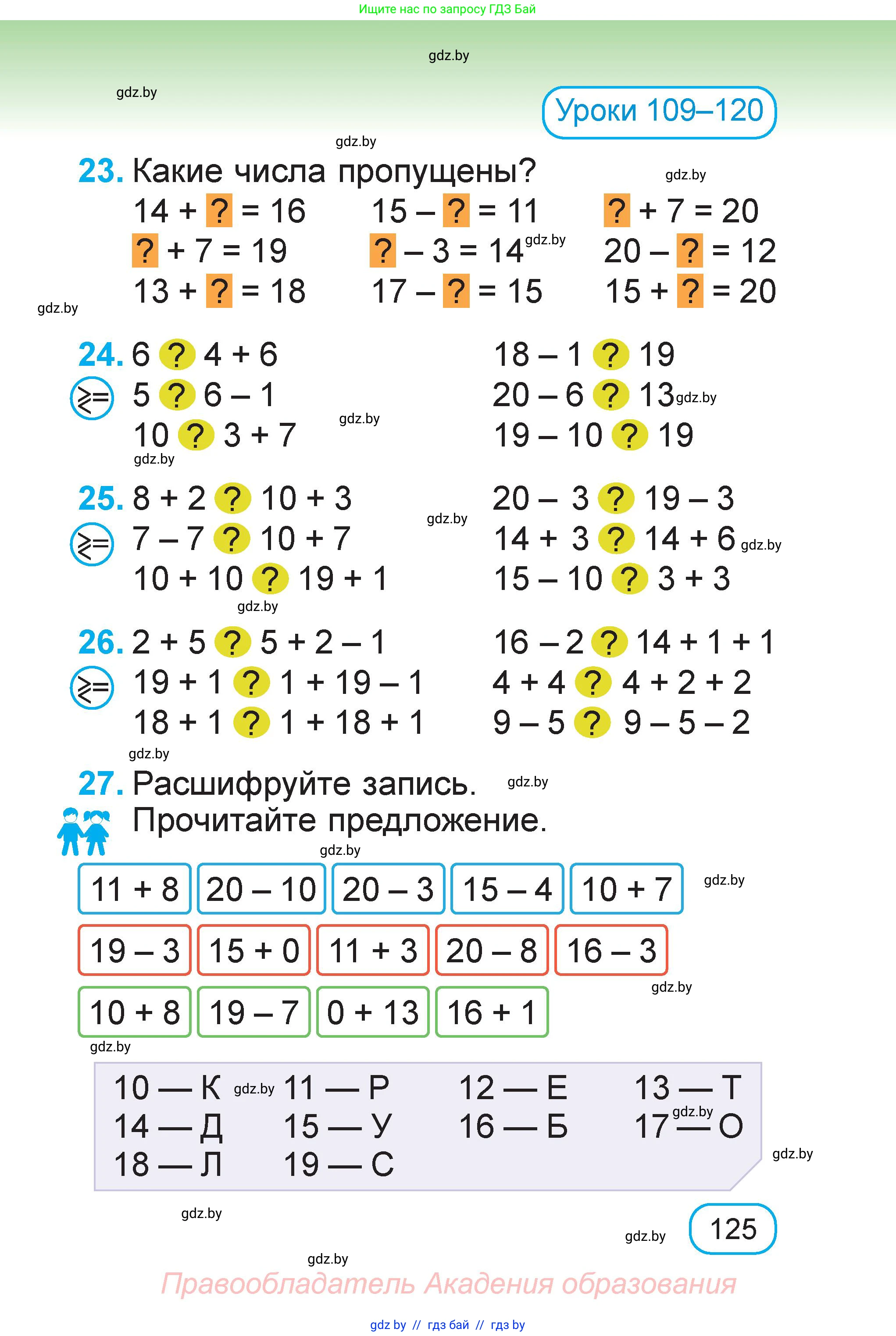 Математика, 1 класс Учебник, авторы: Муравьева Галина Леонидовна, Урбан Мария Анатольевна, издательство Академия образования, Минск, 2024, Часть 2, страница 125