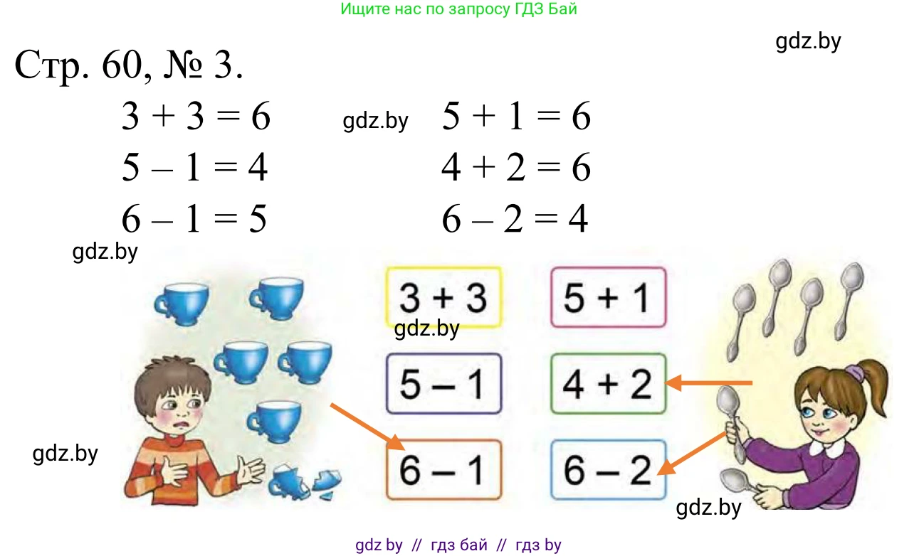 Математика, 1 класс Учебник, авторы: Муравьева Галина Леонидовна, Урбан Мария Анатольевна, издательство Академия образования, Минск, 2024, Часть 1, страница 60, номер 3, Решение