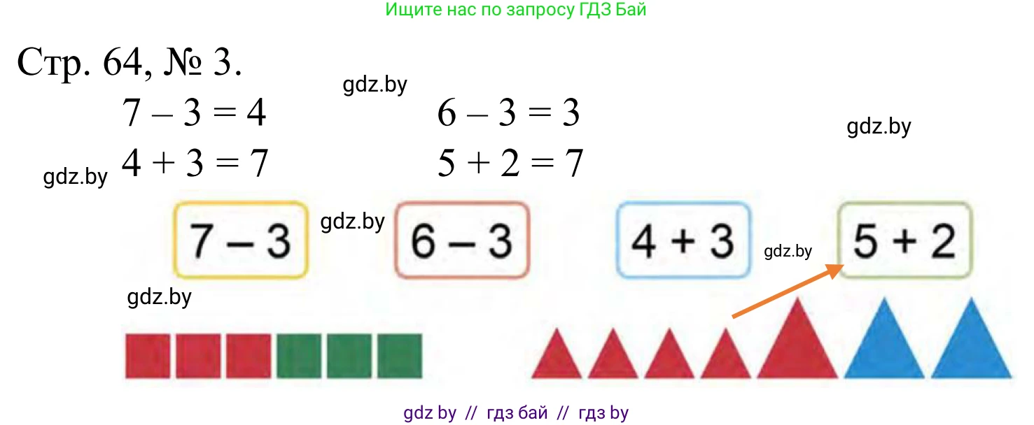 Математика, 1 класс Учебник, авторы: Муравьева Галина Леонидовна, Урбан Мария Анатольевна, издательство Академия образования, Минск, 2024, Часть 1, страница 64, номер 3, Решение