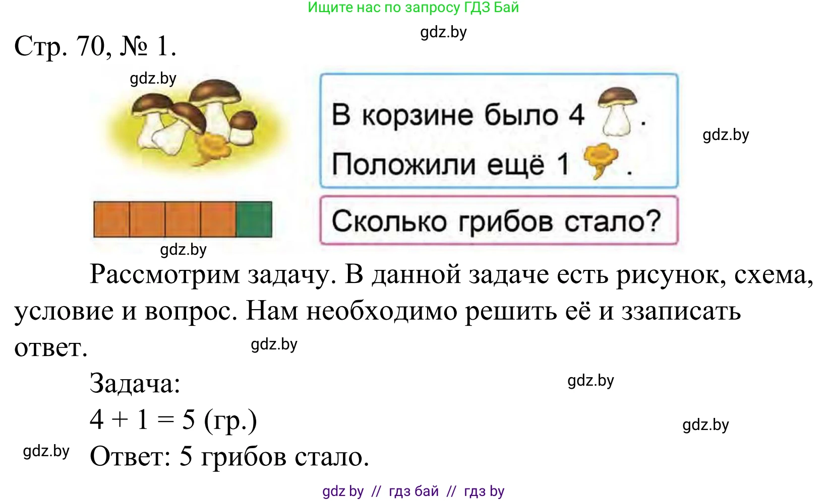 Математика, 1 класс Учебник, авторы: Муравьева Галина Леонидовна, Урбан Мария Анатольевна, издательство Академия образования, Минск, 2024, Часть 1, страница 70, номер 1, Решение
